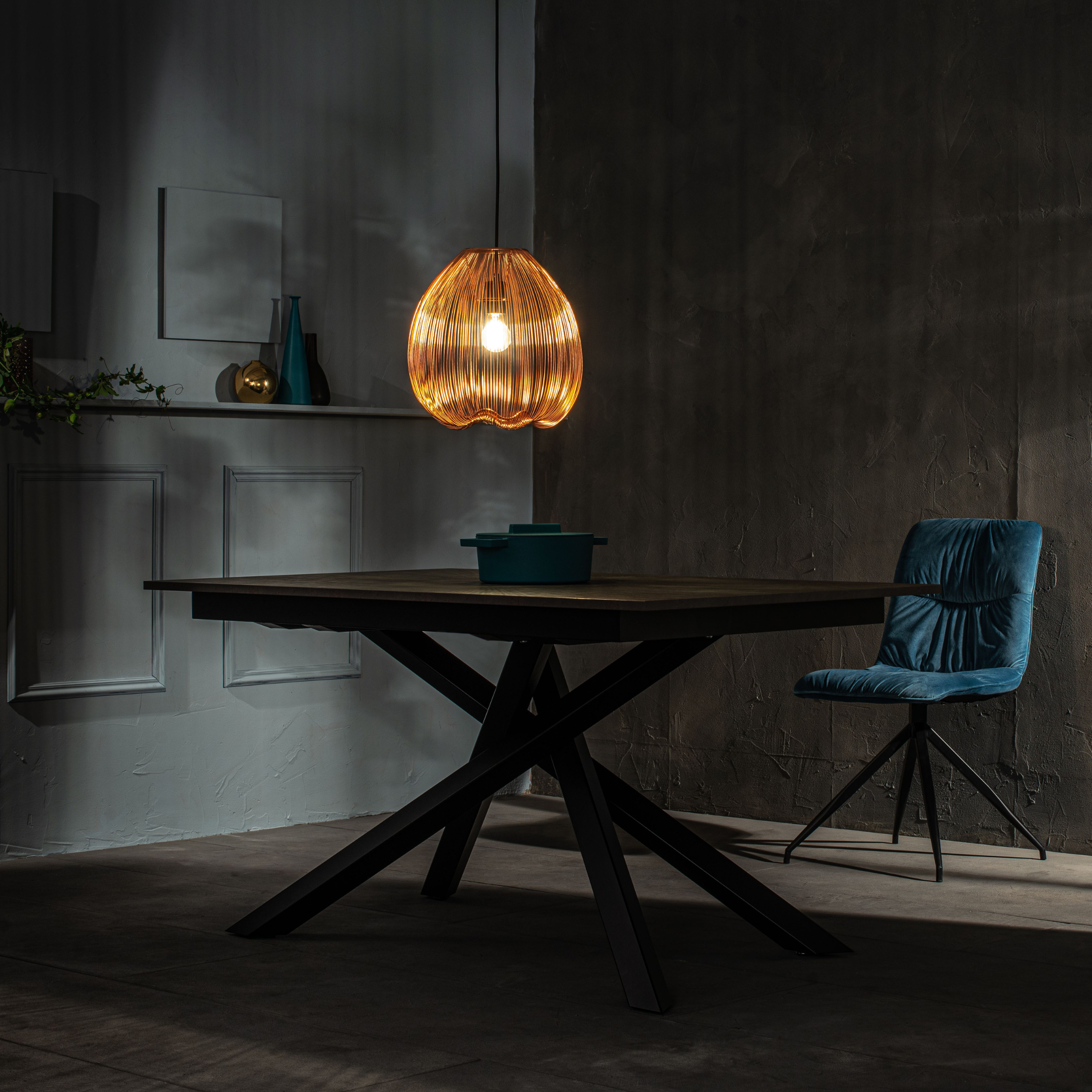 "Sirio" hanging and table lamp with metal shade