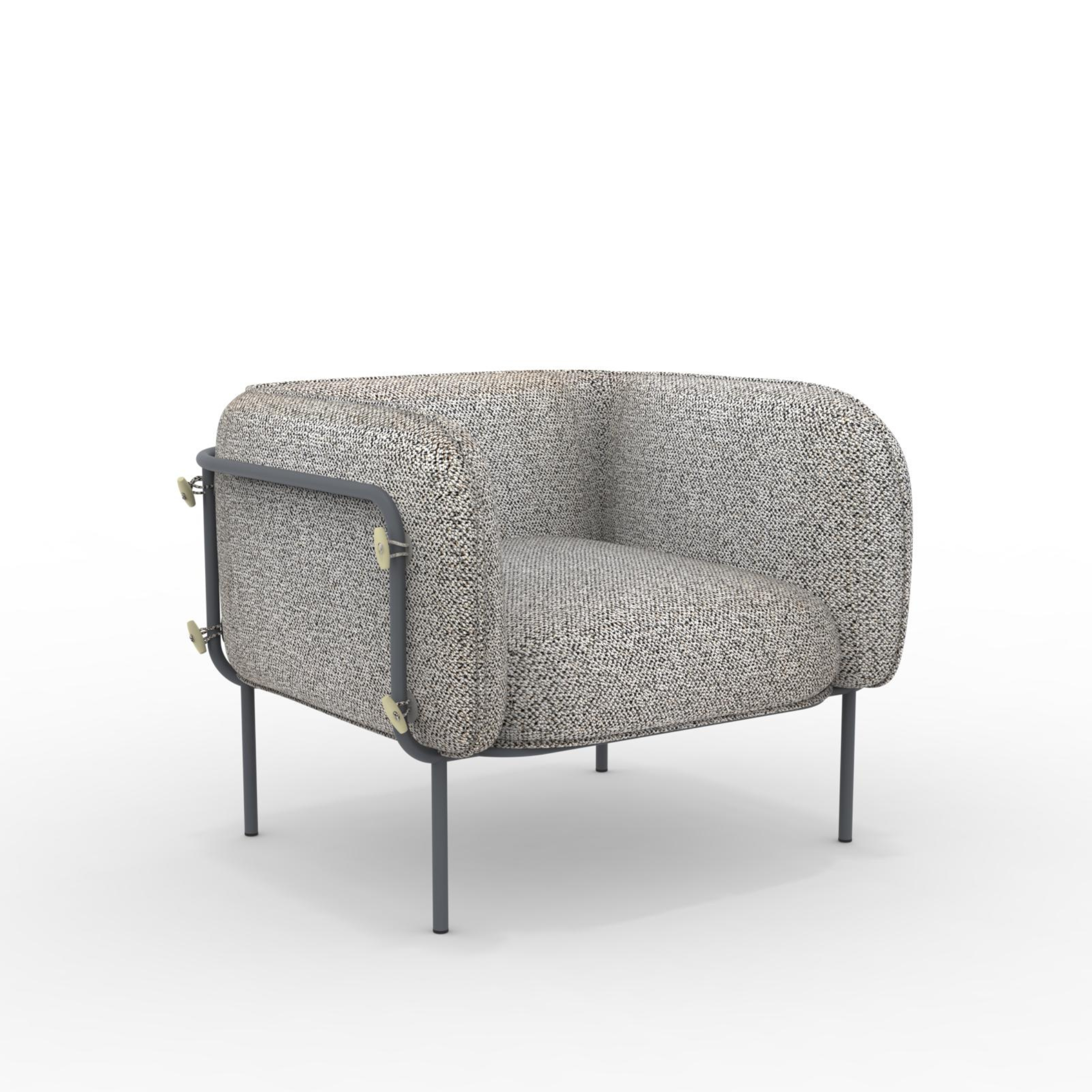"Alamari" armchair in removable waterproof fabric, metal frame, 95x87 cm, 74h