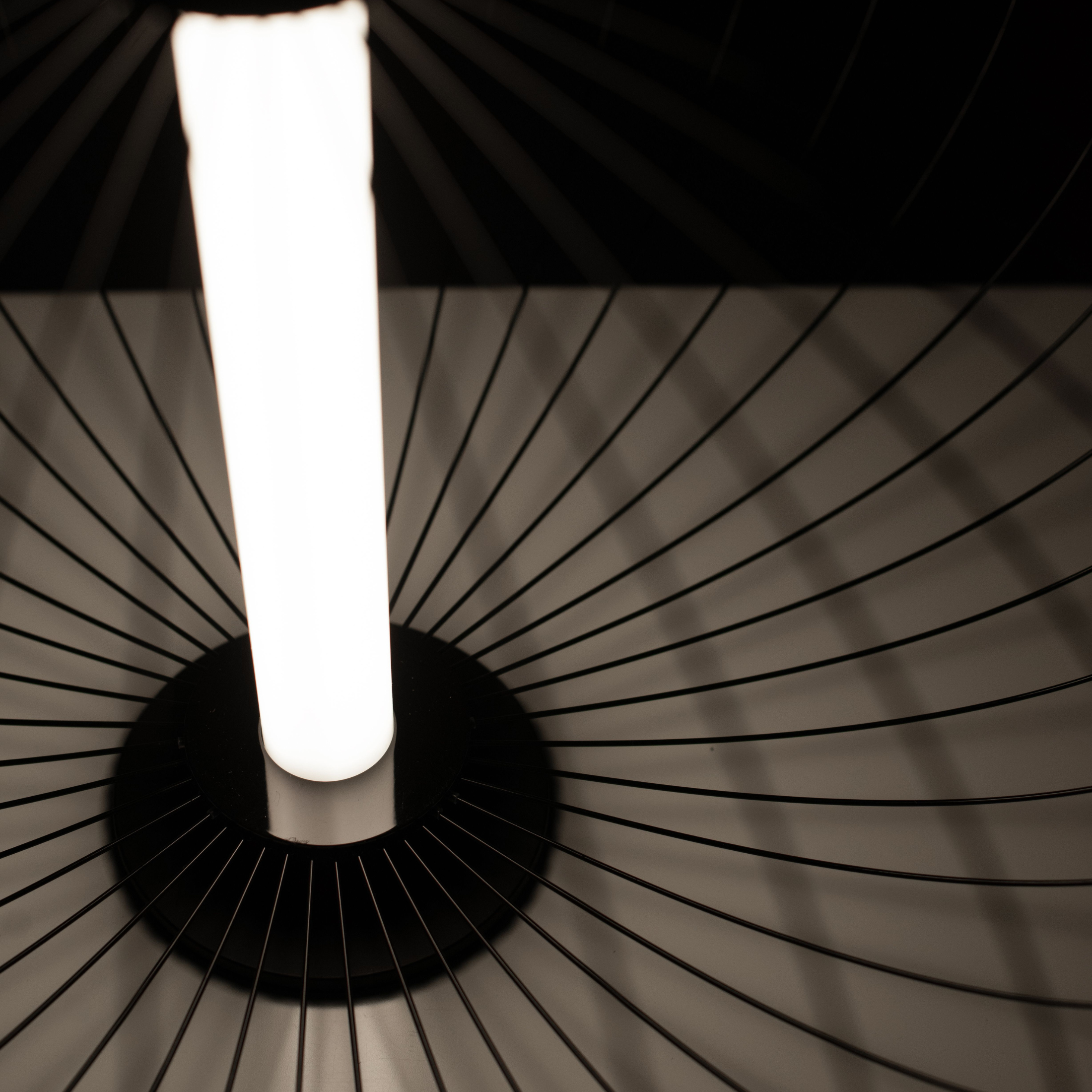 "Jaula" LED floor, table and hanging lamp with steel shade