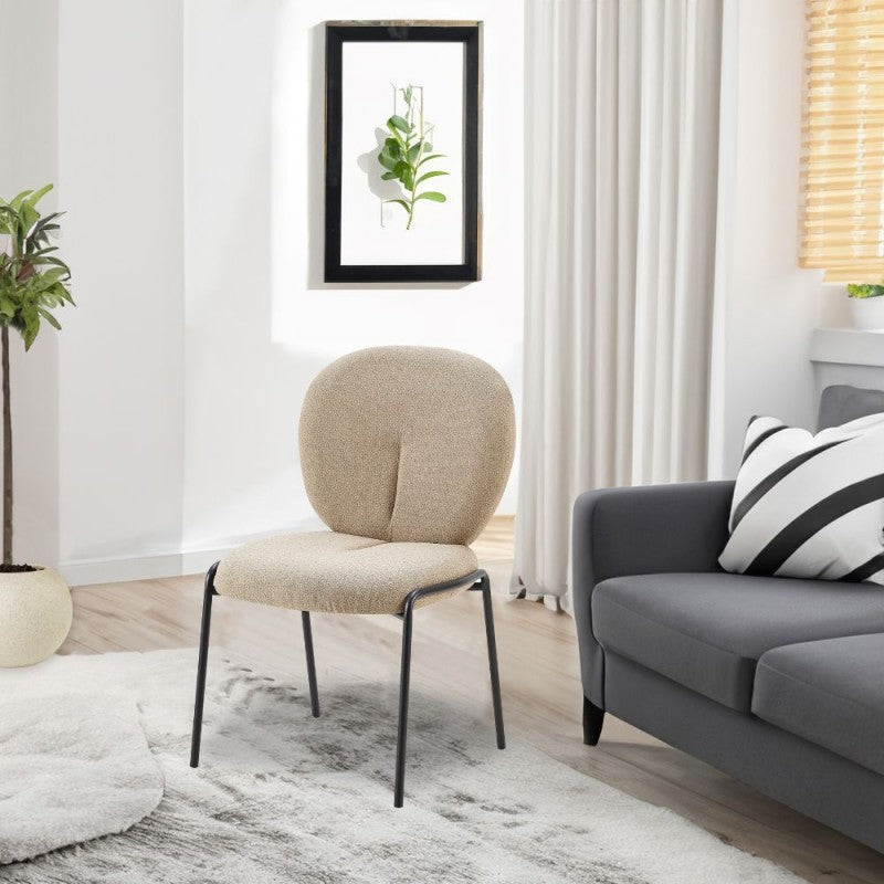 Set of "Sirio" dining chairs upholstered in Teddy fabric with black metal legs, 53x39 cm, 94h