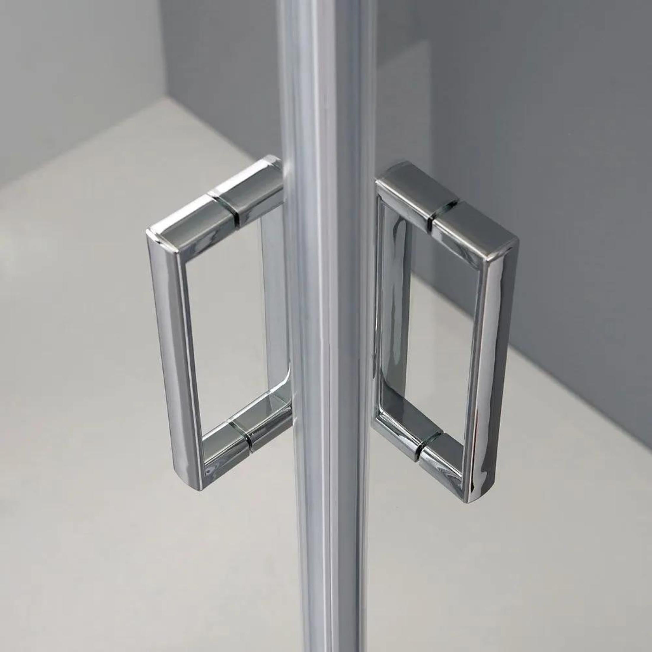 "Genova Two" square shower enclosure with sliding doors in polished tempered glass, 185 cm high