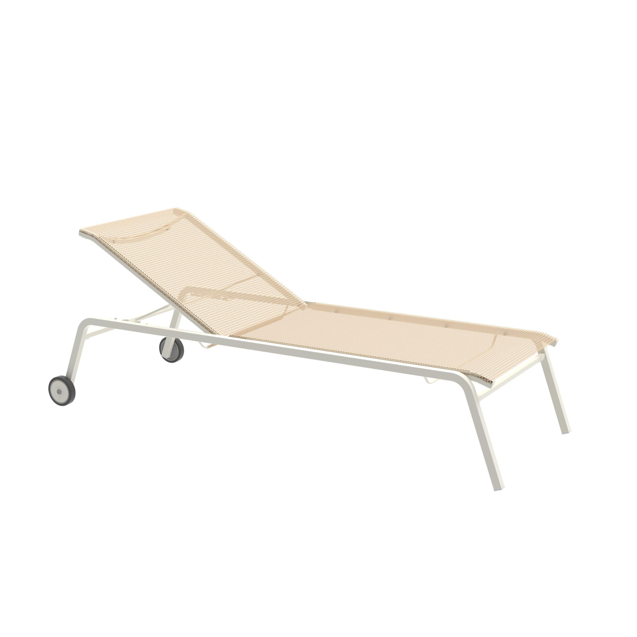 Stackable "Alice4" garden sun lounger in fabric and aluminium, 198x80 cm, 97 cm high