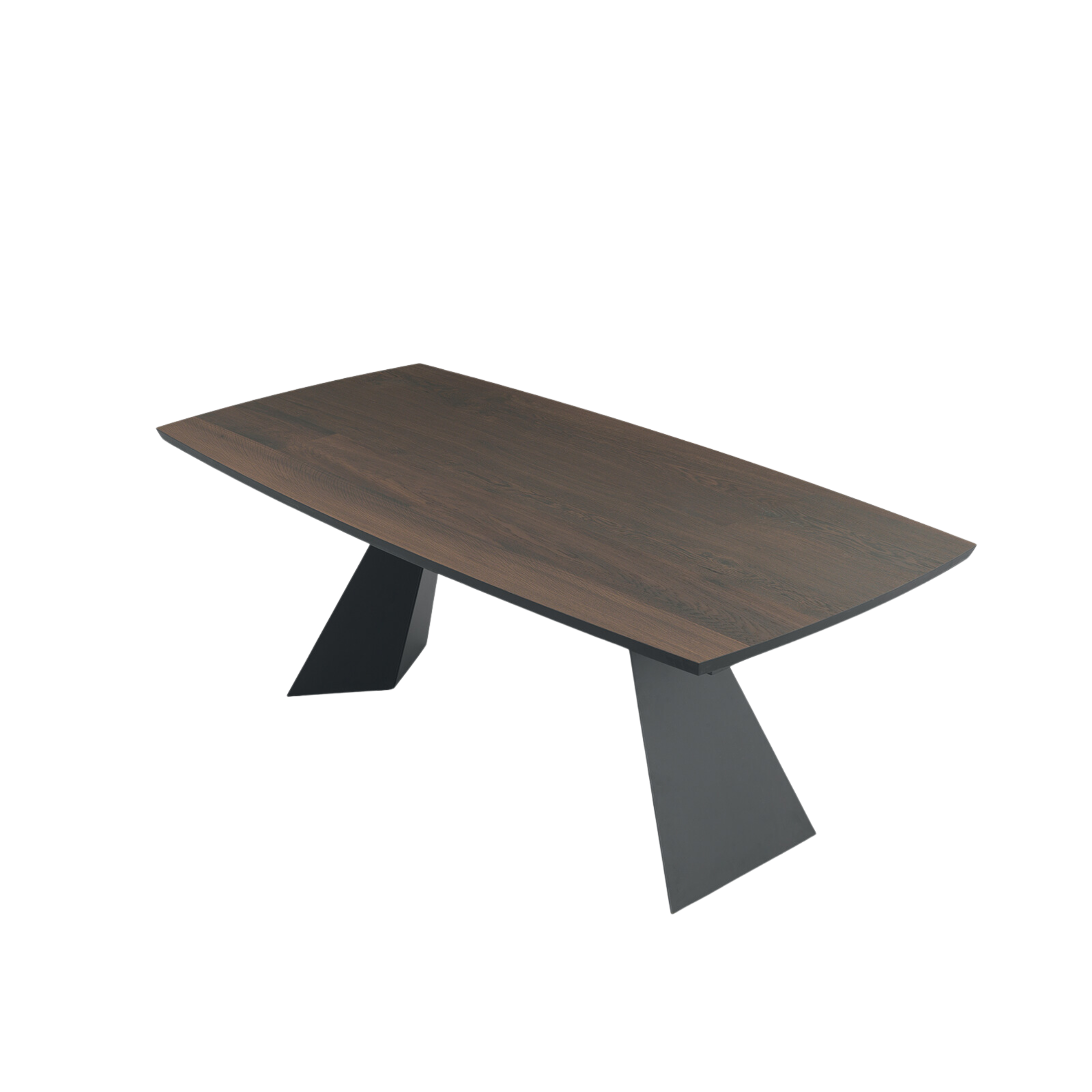 Modern extendable table "Nora" with metal base and oak top
