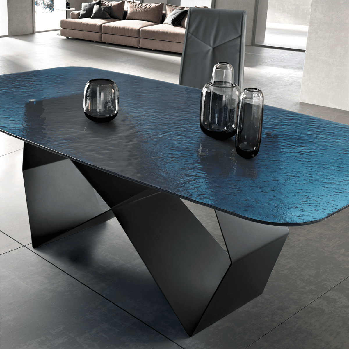 Tavolo fisso moderno "Karlito" con base in metallo verniciato cm 210x110 75h - MondoViro