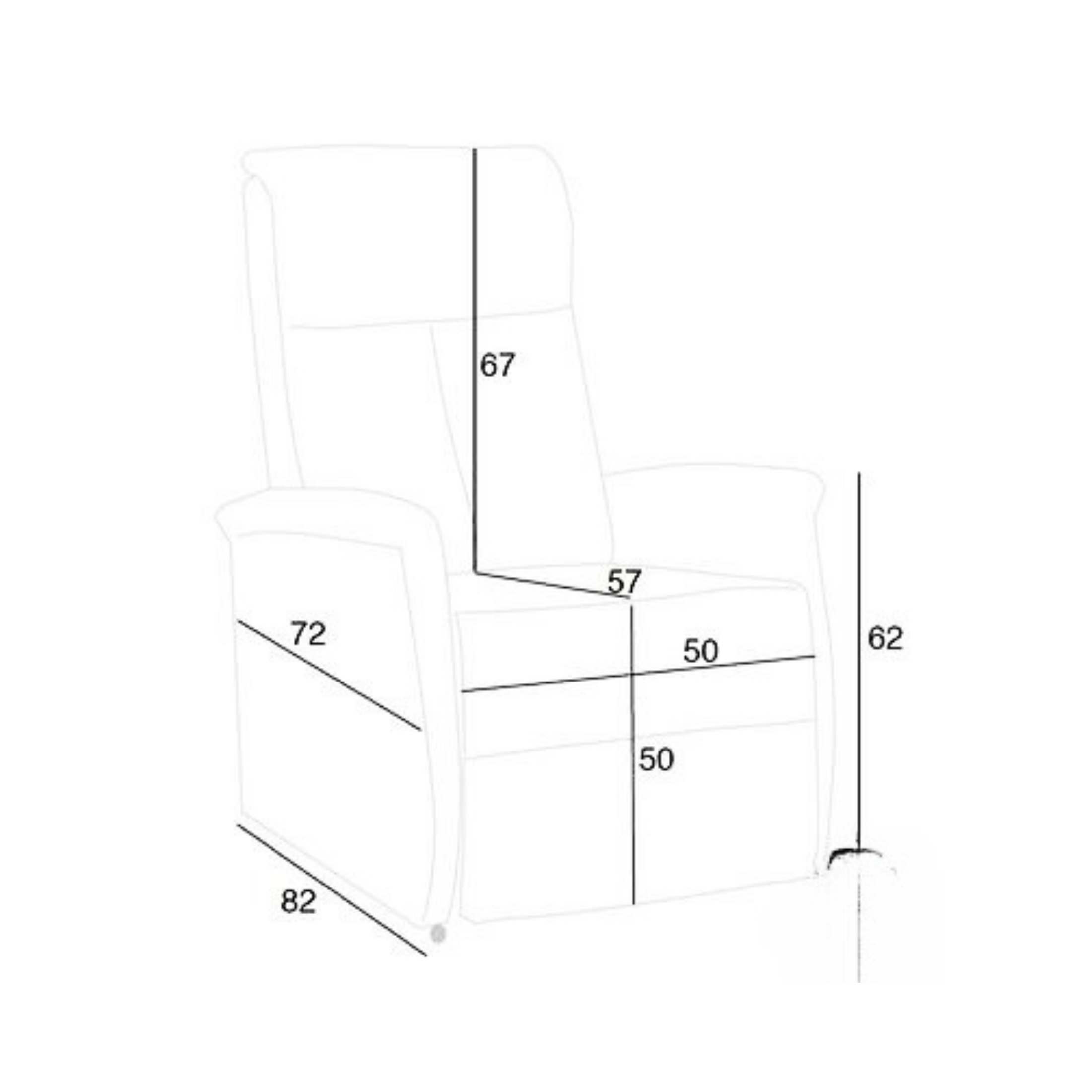 "Randall" reclining armchair with lift function, 2 motors, 82x75 cm, 110 cm high.