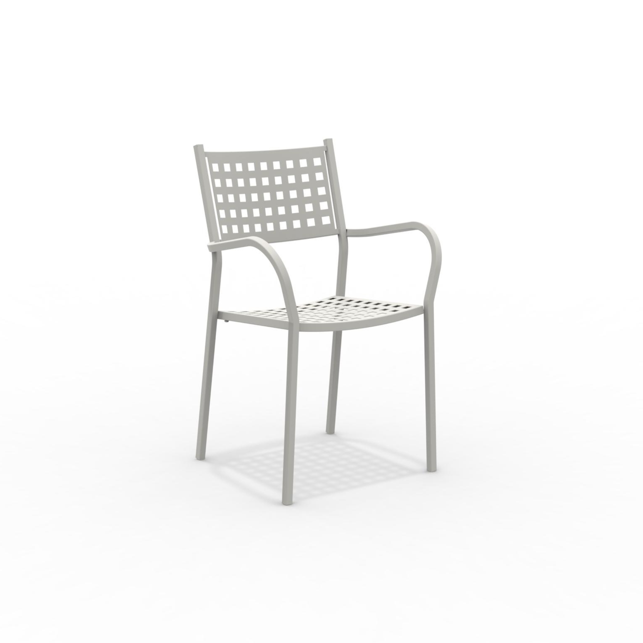 Set of "Alice" metal garden chairs with armrests, stackable, 53x53 cm, 85 cm high.