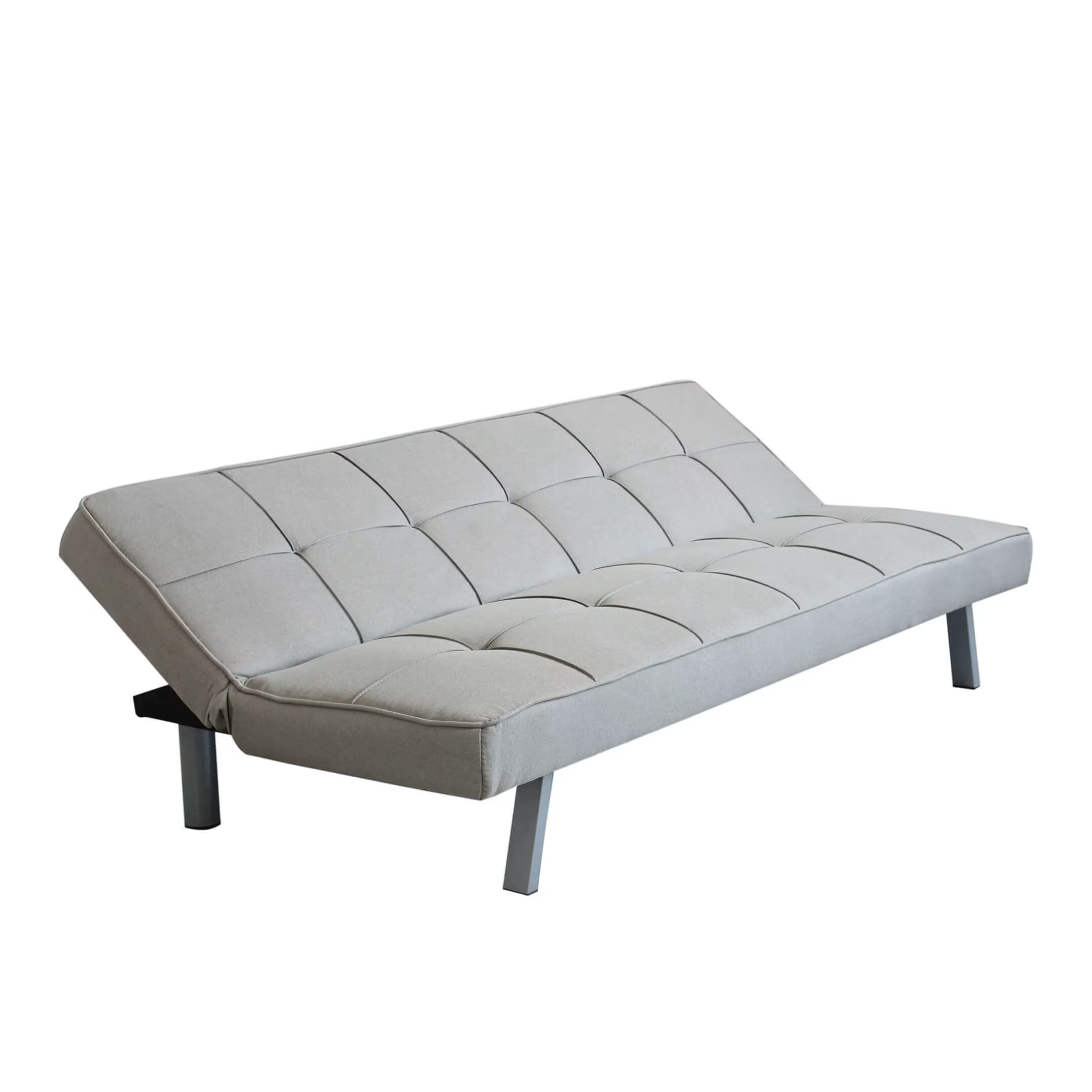 "Evelin" 3-seater sofa bed in linen fabric with metal legs, 180x81 cm, 79 cm high.