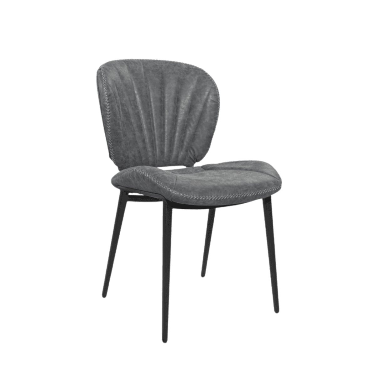 Set di sedie da pranzo "Elice" imbottite in ecopelle con gambe in metallo nere cm 47,5x65,5 85h - MondoViro