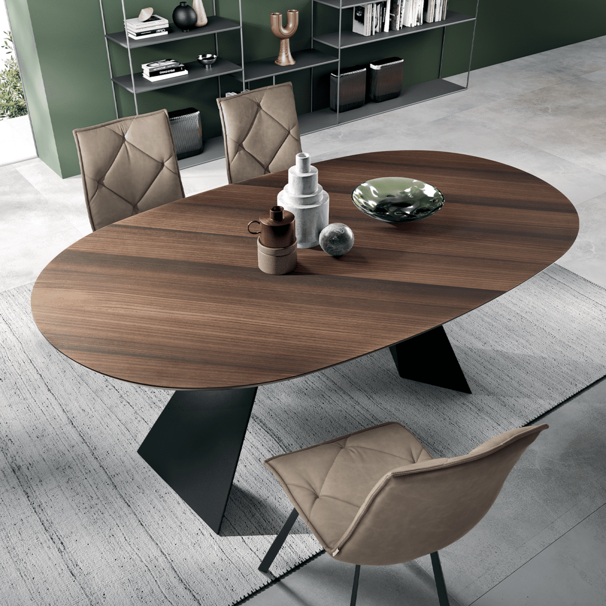 Tavolo fisso moderno da pranzo "Nargy" con base in metallo e piano in rovere cm 210x109 75h - MondoViro