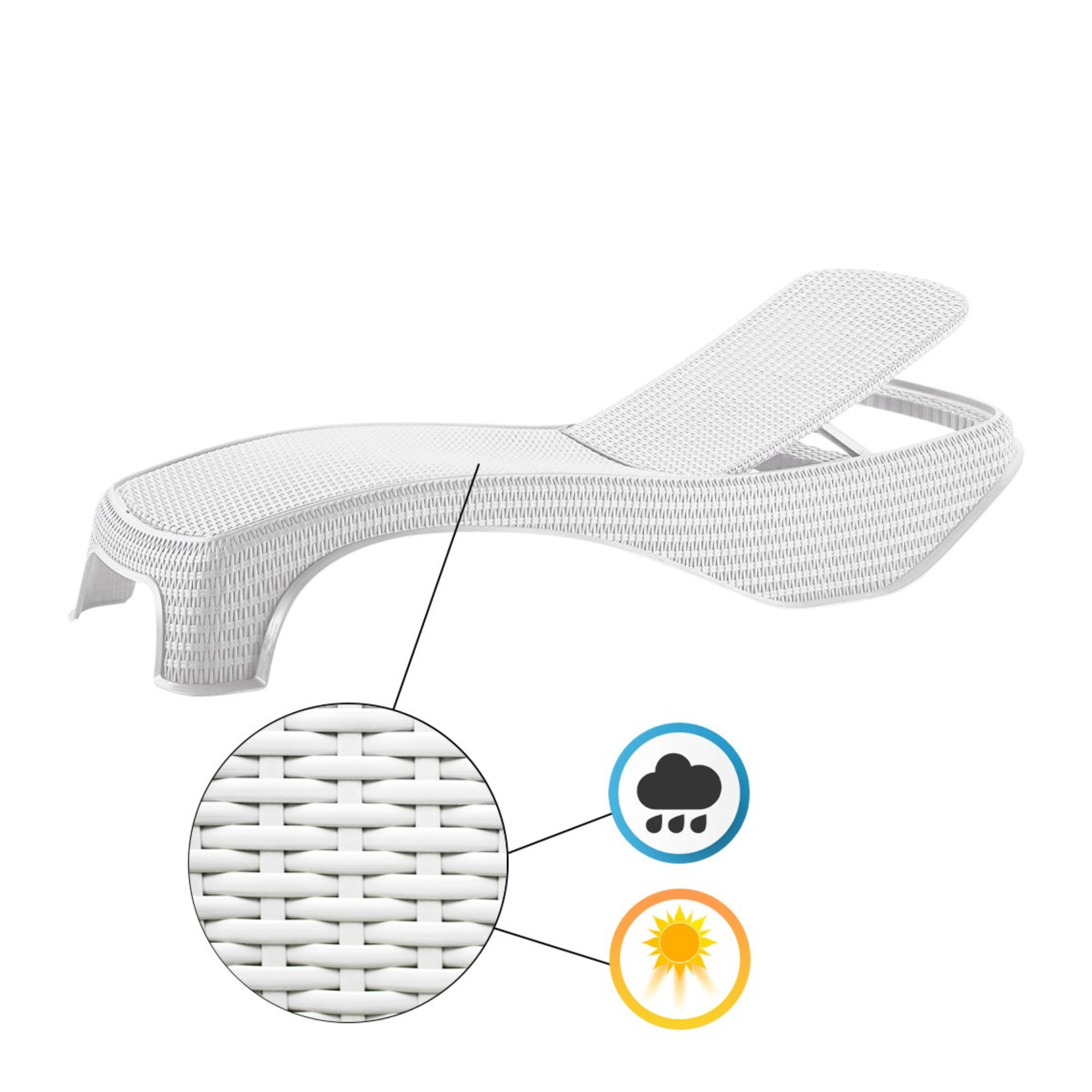 "Atlantic" reclining polyrattan sun lounger, 197x74 cm, 36h