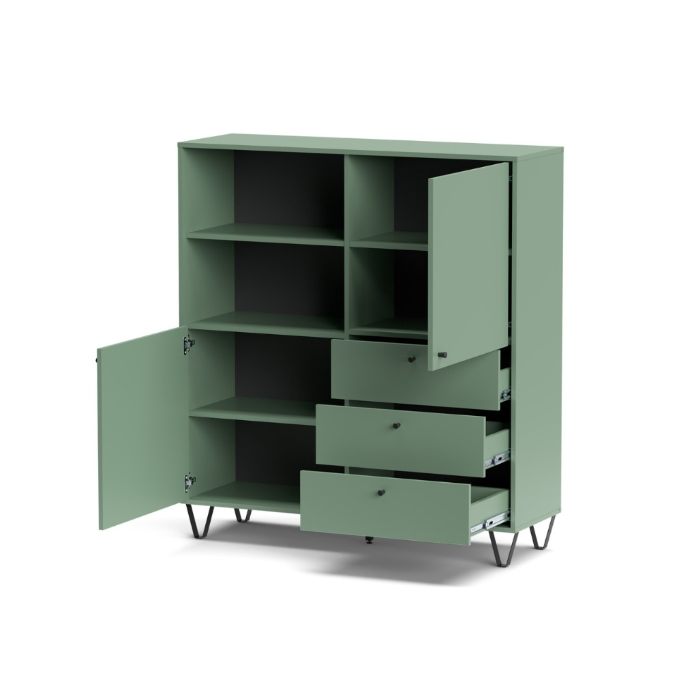 "Aldo" wooden sideboard with raised feet, 123x40 cm