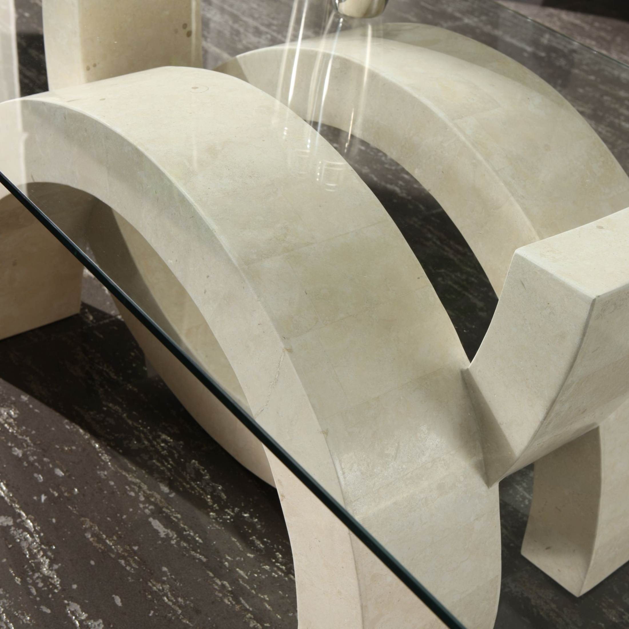 "Tito" fossil stone coffee table, 120x70 cm, 41 cm high
