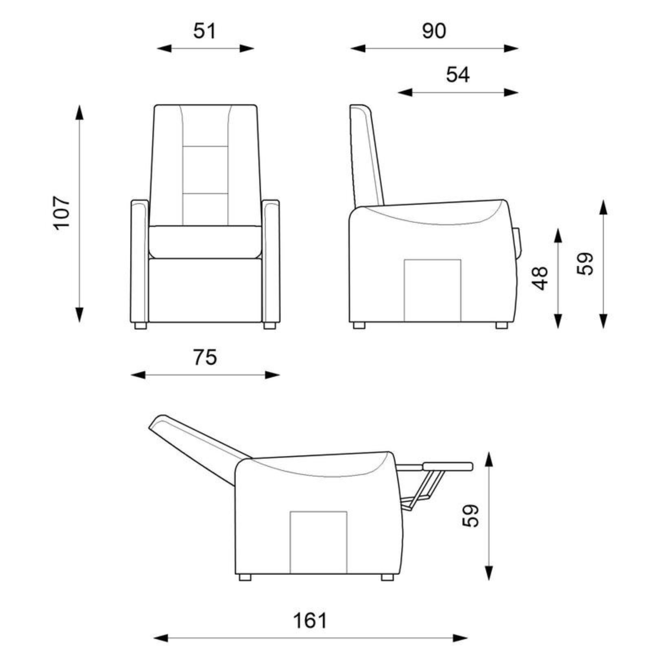 Beige reclining armchair "Elisa" lift function 1 motor cm 75x90 107h