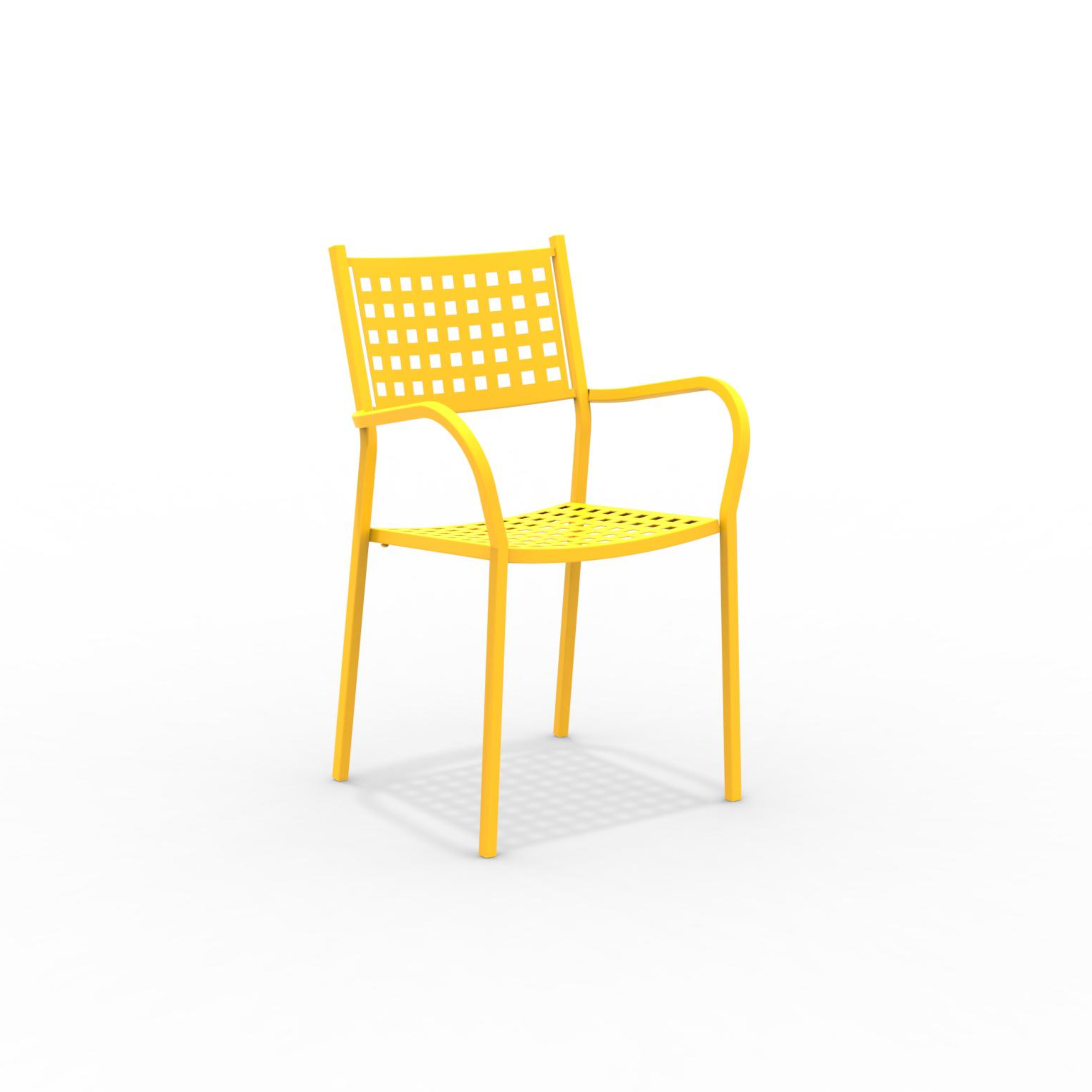 Set of "Alice" metal garden chairs with armrests, stackable, 53x53 cm, 85 cm high.