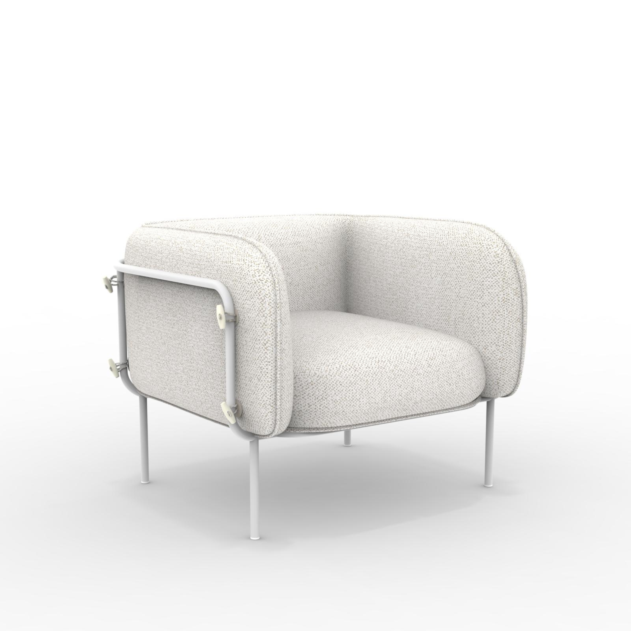 "Alamari" armchair in removable waterproof fabric, metal frame, 95x87 cm, 74h