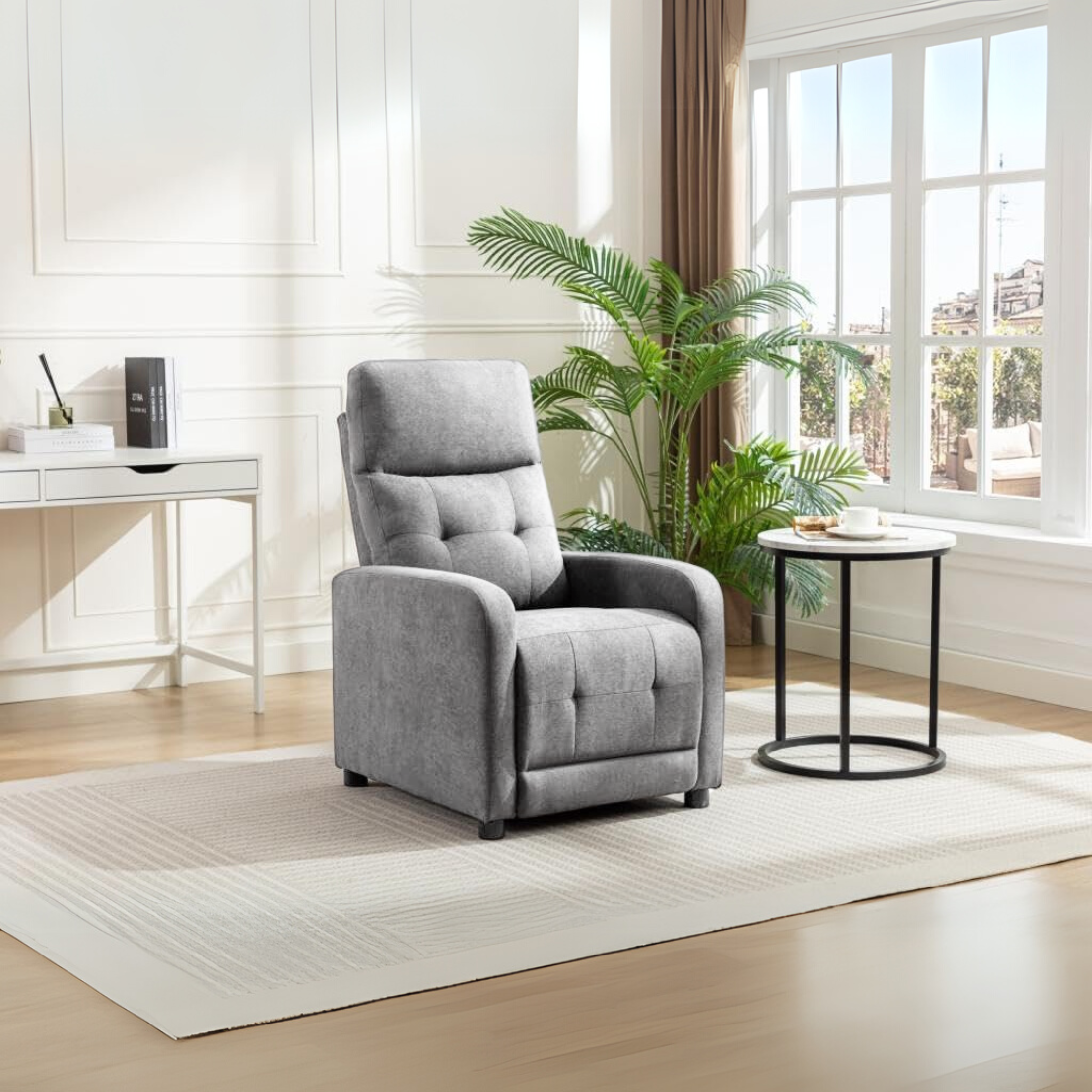 "Rey" manual reclining armchair in liner fabric cm 65.5x85.5 102.5h
