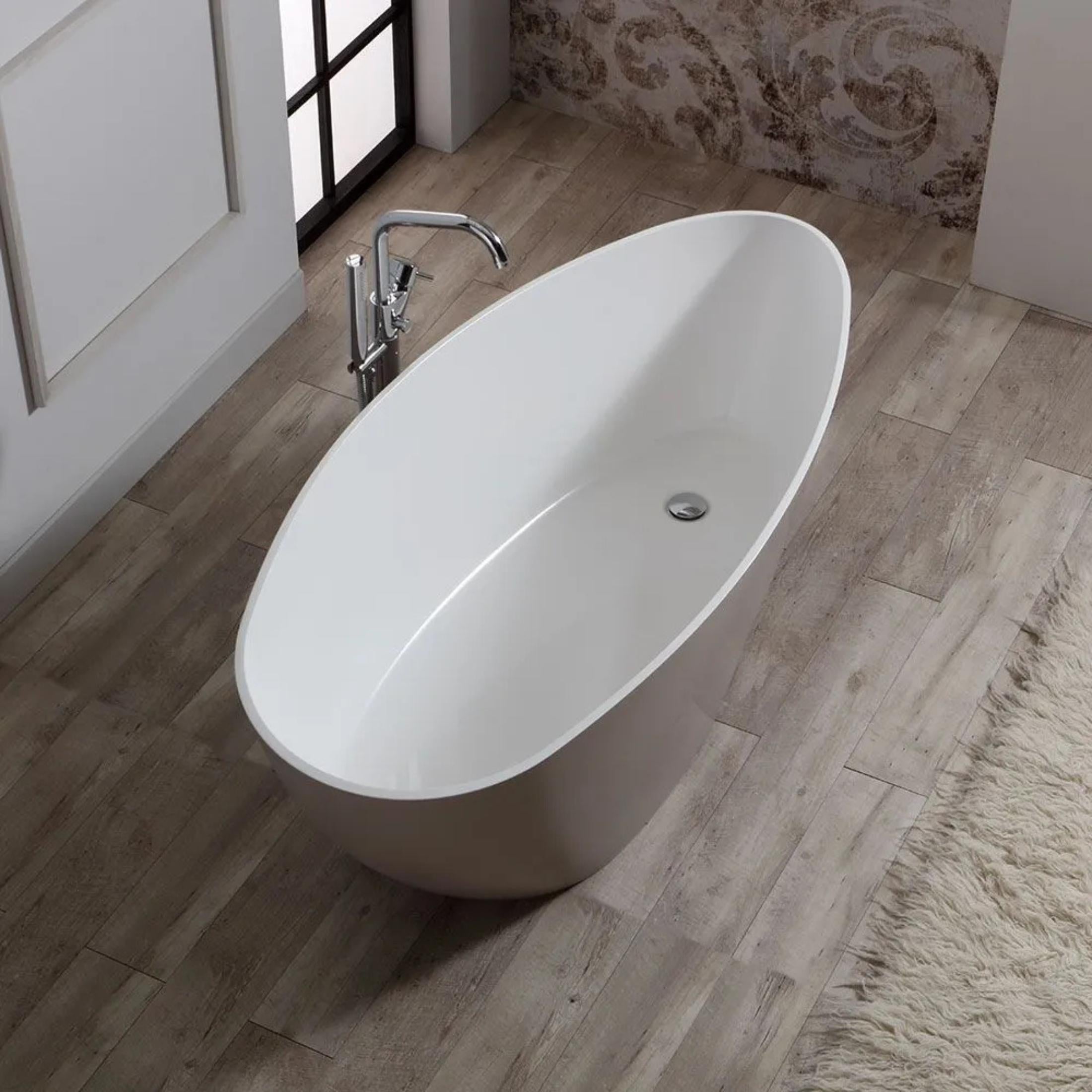 "Roma" freestanding bathtub in recomposed marble, 156x71 cm, 56h