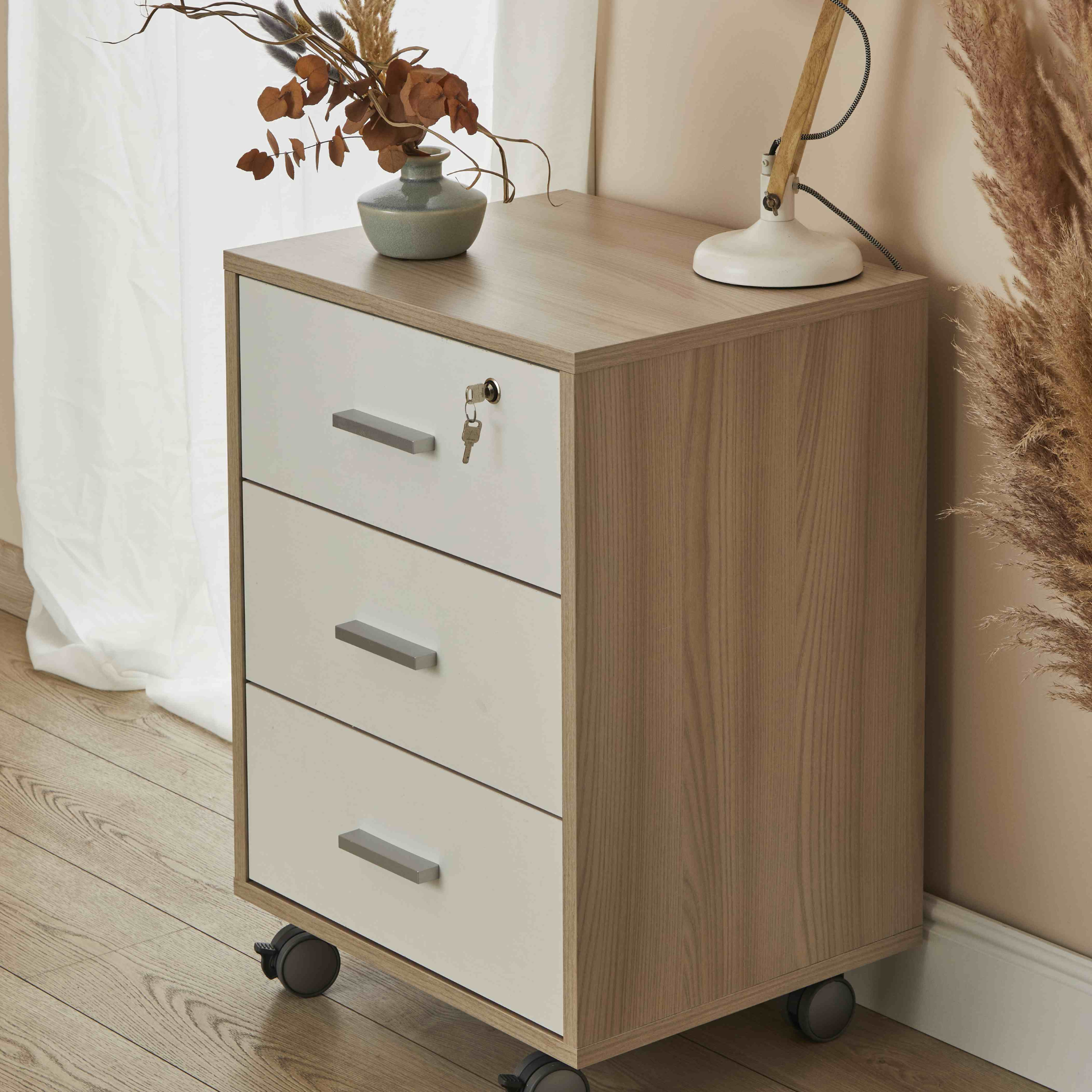 3-drawer "Drop" desk unit with wheels, 50x41 cm, 70 cm high