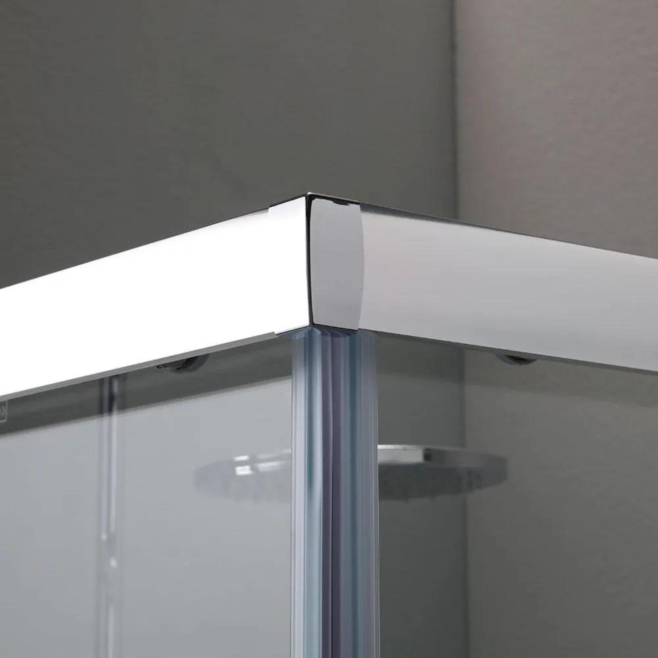 "Genova Two" square shower enclosure with sliding doors in polished tempered glass, 185 cm high