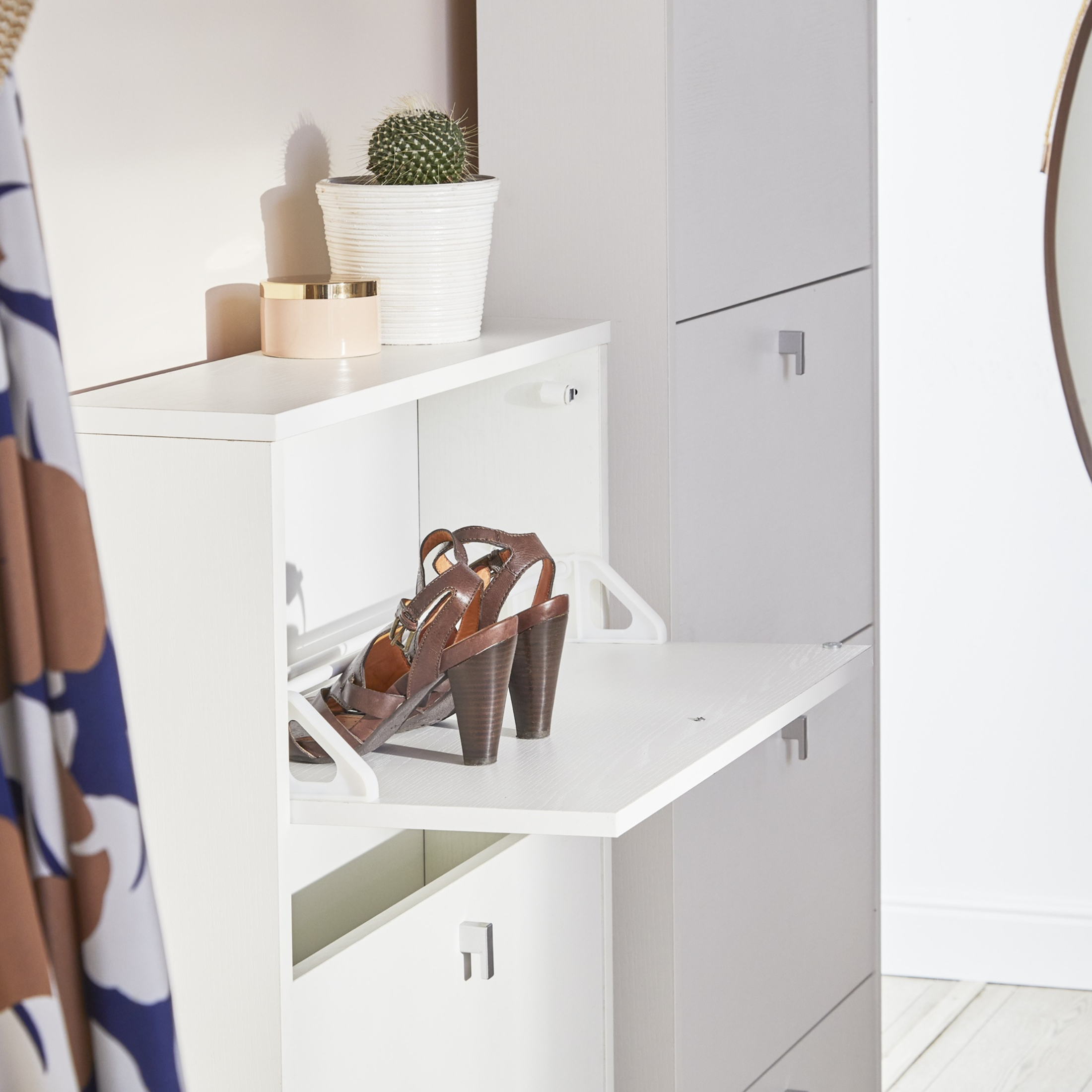 Modern "Malta" 3-door wooden shoe rack for entrance, 63x18 cm, 117 cm high