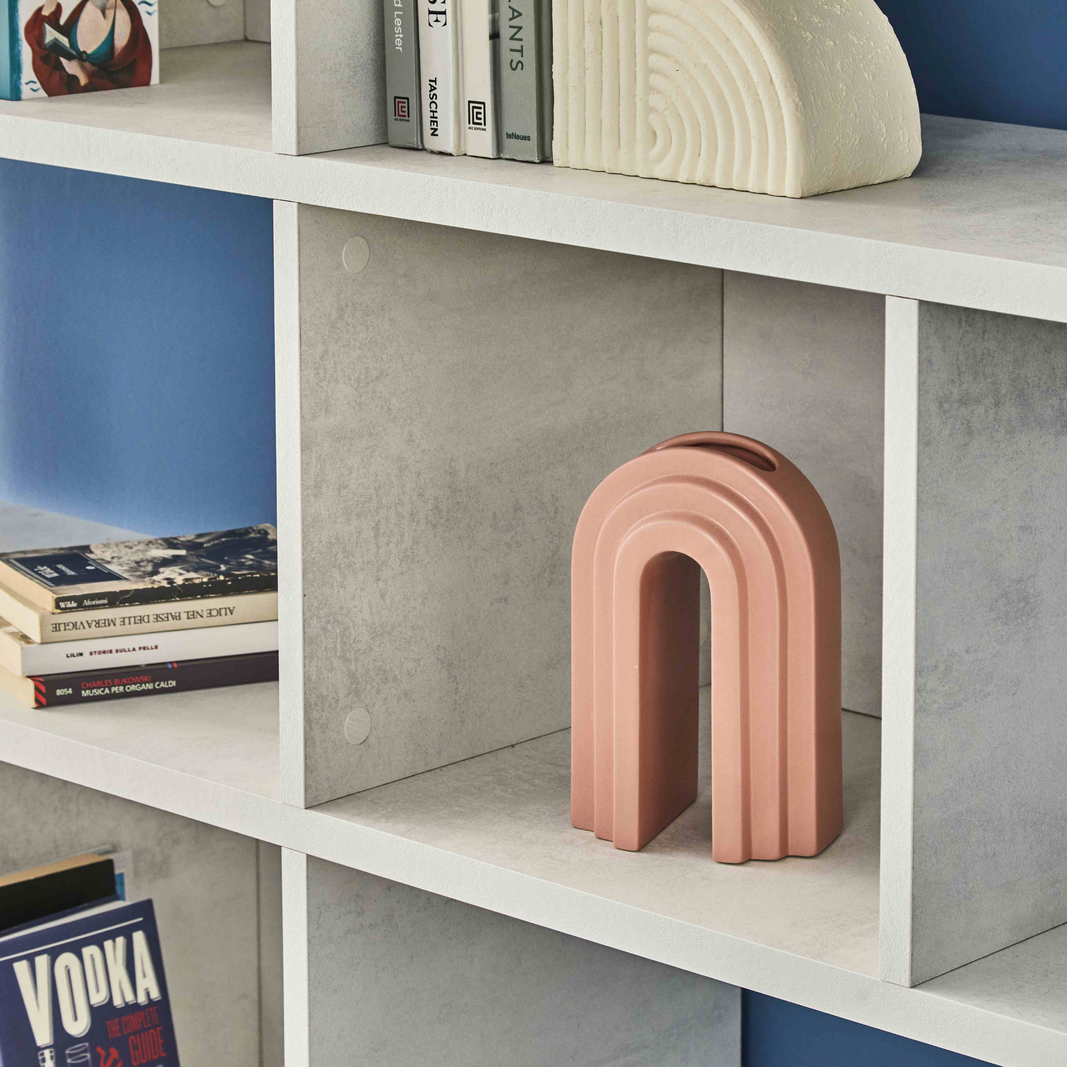 "Riflessioni" modular wooden dividing bookcase, 4 shelves, modern, 150x38 cm, 144 cm high