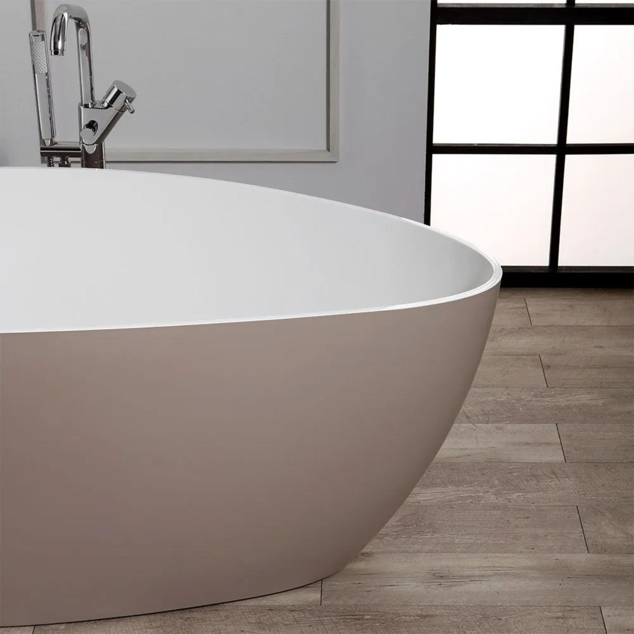 "Roma" freestanding bathtub in recomposed marble, 156x71 cm, 56h