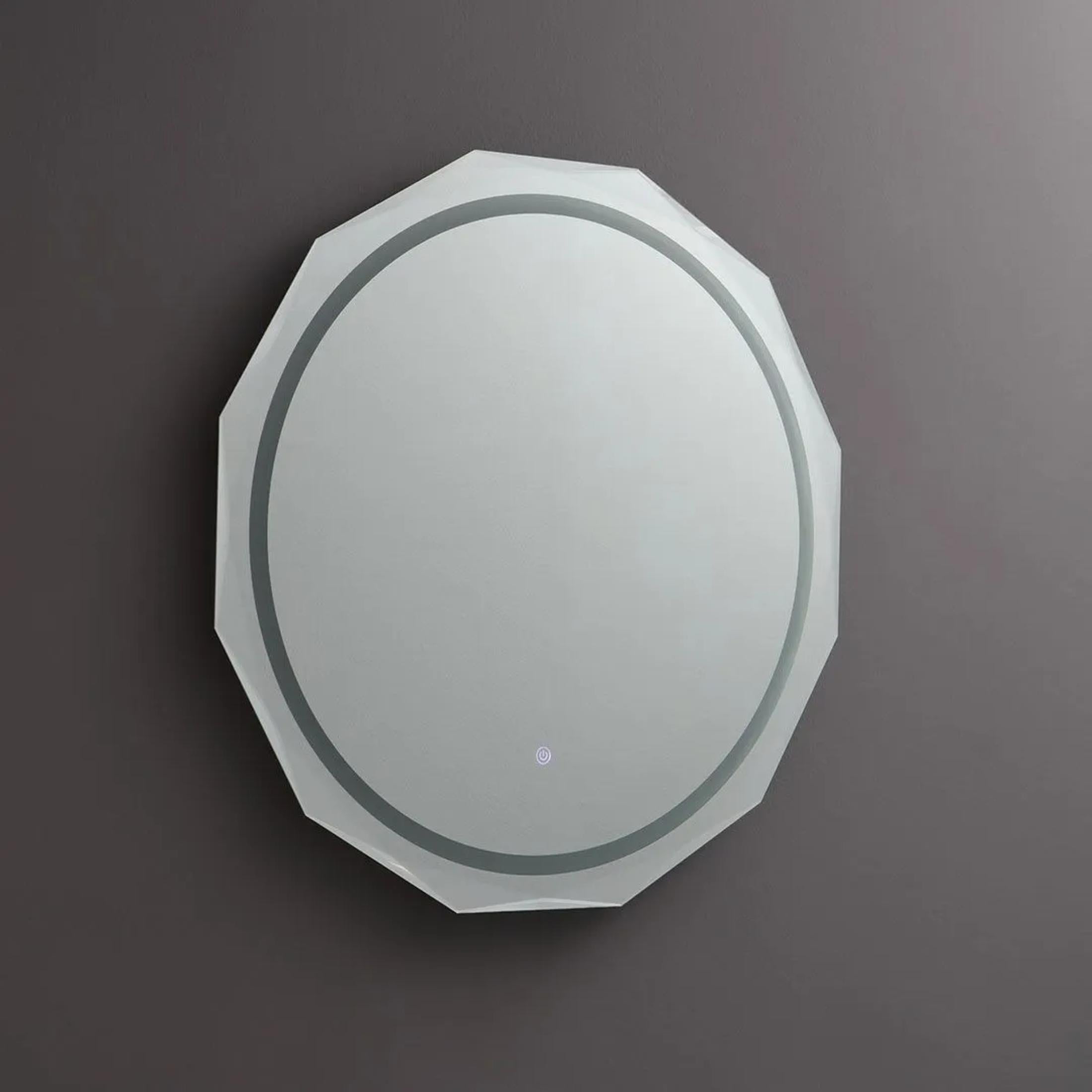 "Horizonte" LED mirror with faceted and illuminated edge