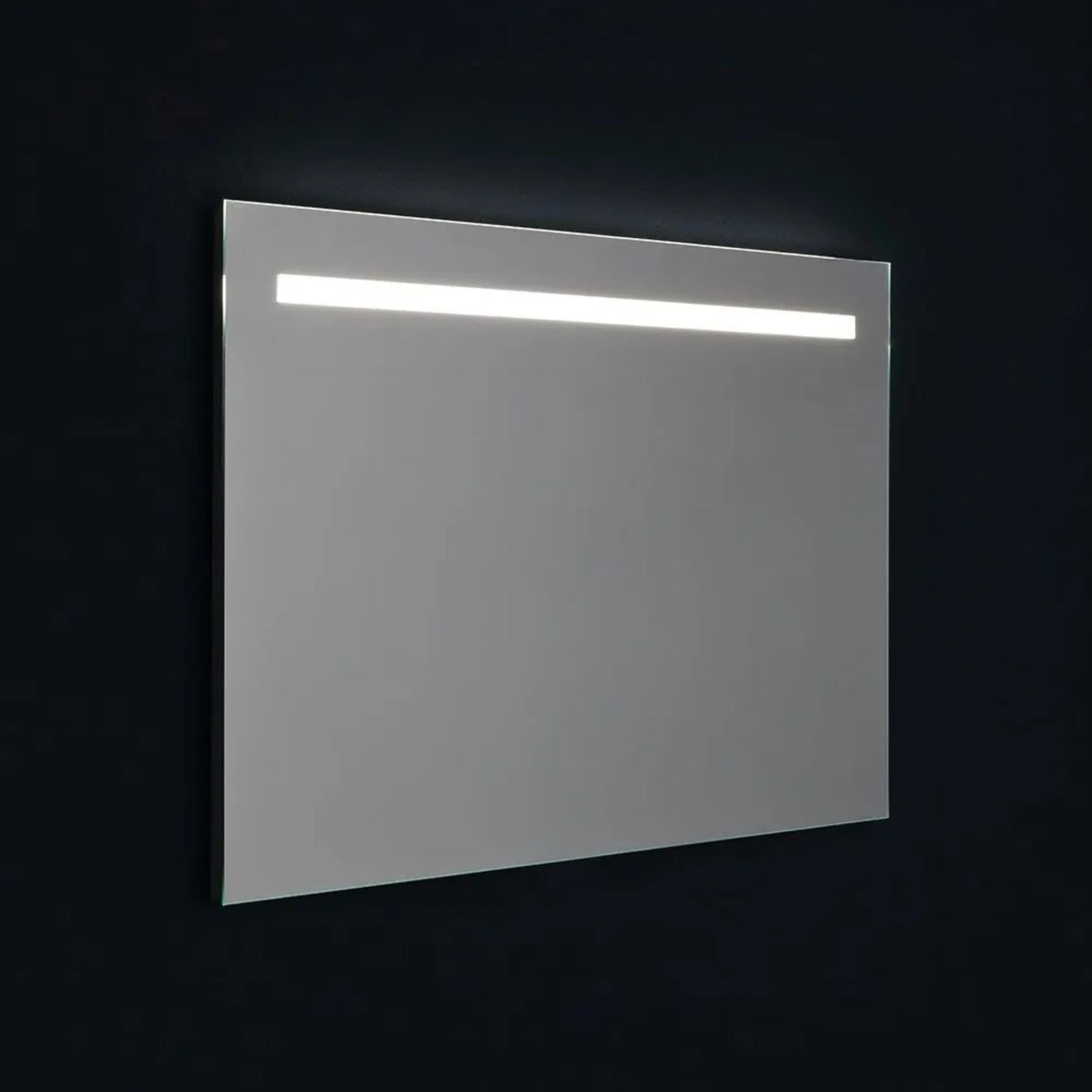 Rectangular mirror with "Valderico" LED strip and aluminum-like profiles