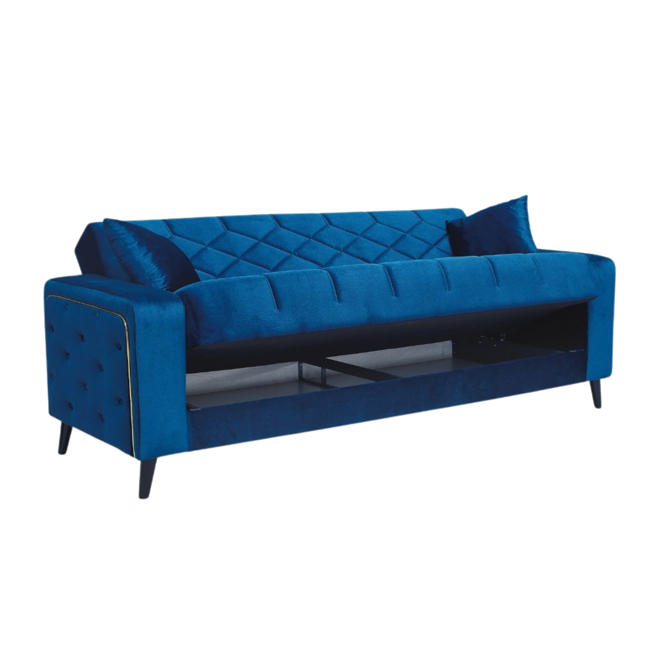 Modern 3-seater "Lisa" velvet sofa bed for living room, 225x85 cm, 84h