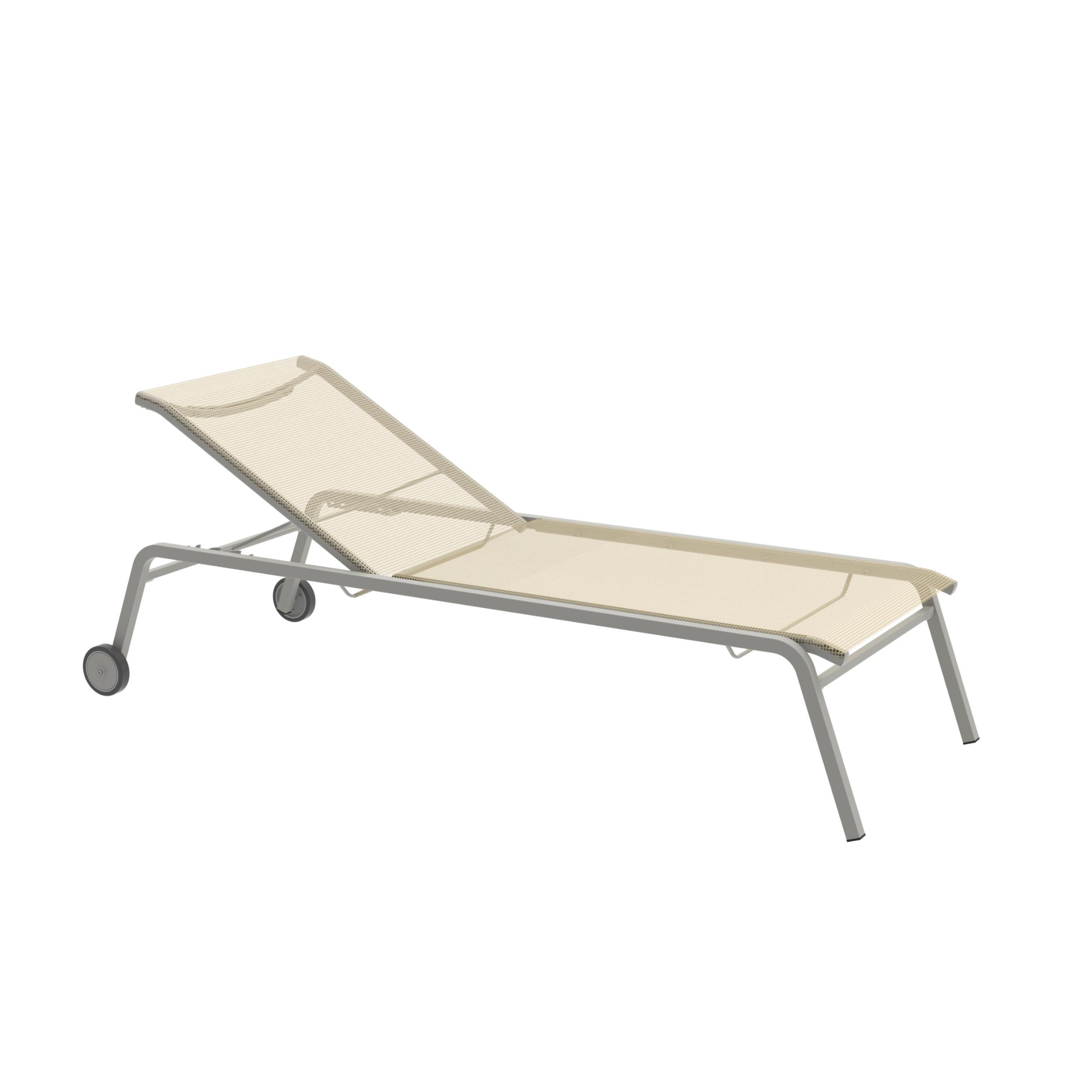 Stackable "Alice4" garden sun lounger in fabric and aluminium, 198x80 cm, 97 cm high