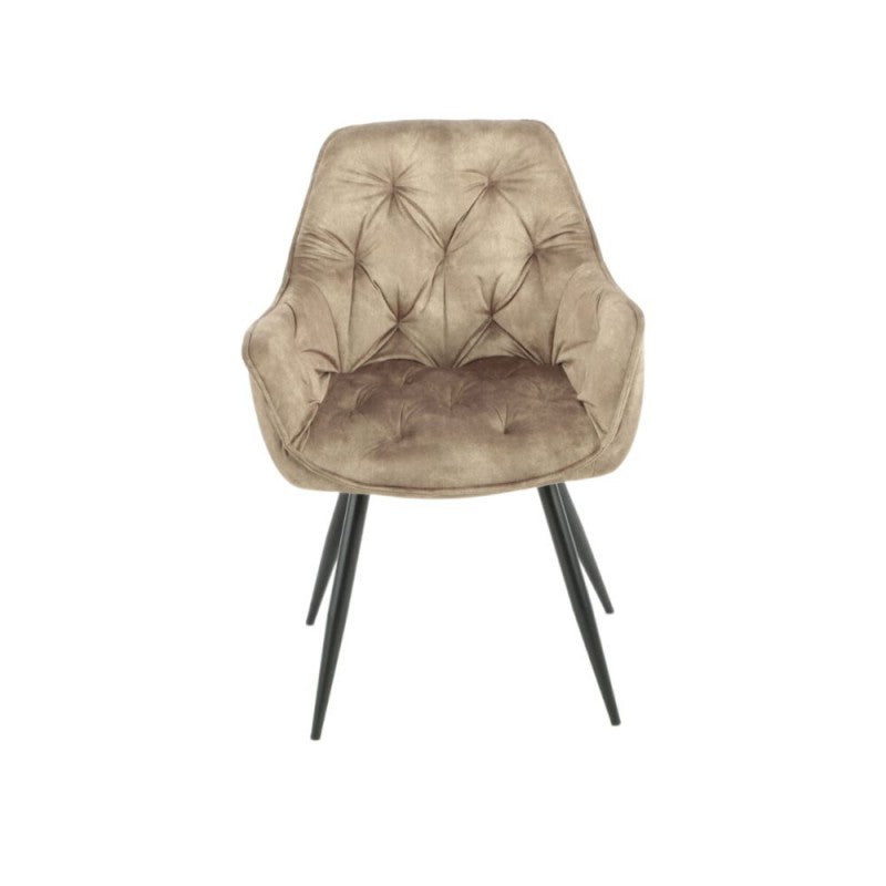Set of "Senna" dining chairs upholstered in velvet with black metal legs, 59x60 cm, 86h