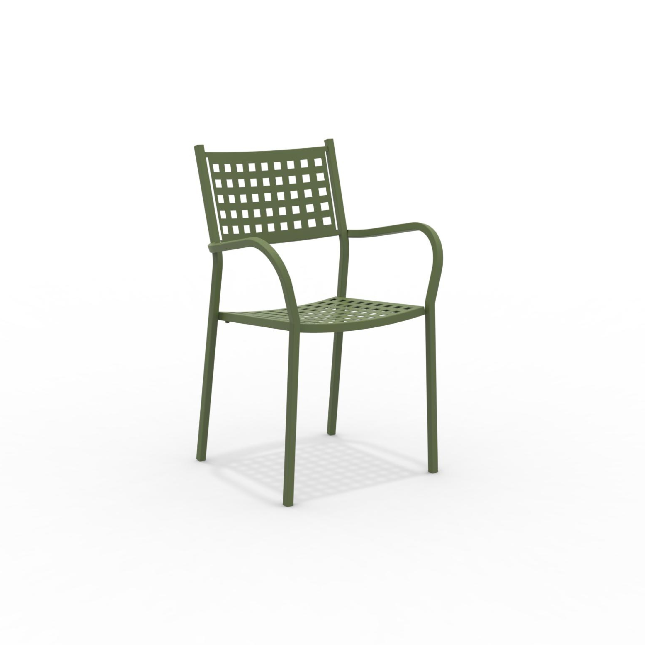 Set of "Alice" metal garden chairs with armrests, stackable, 53x53 cm, 85 cm high.