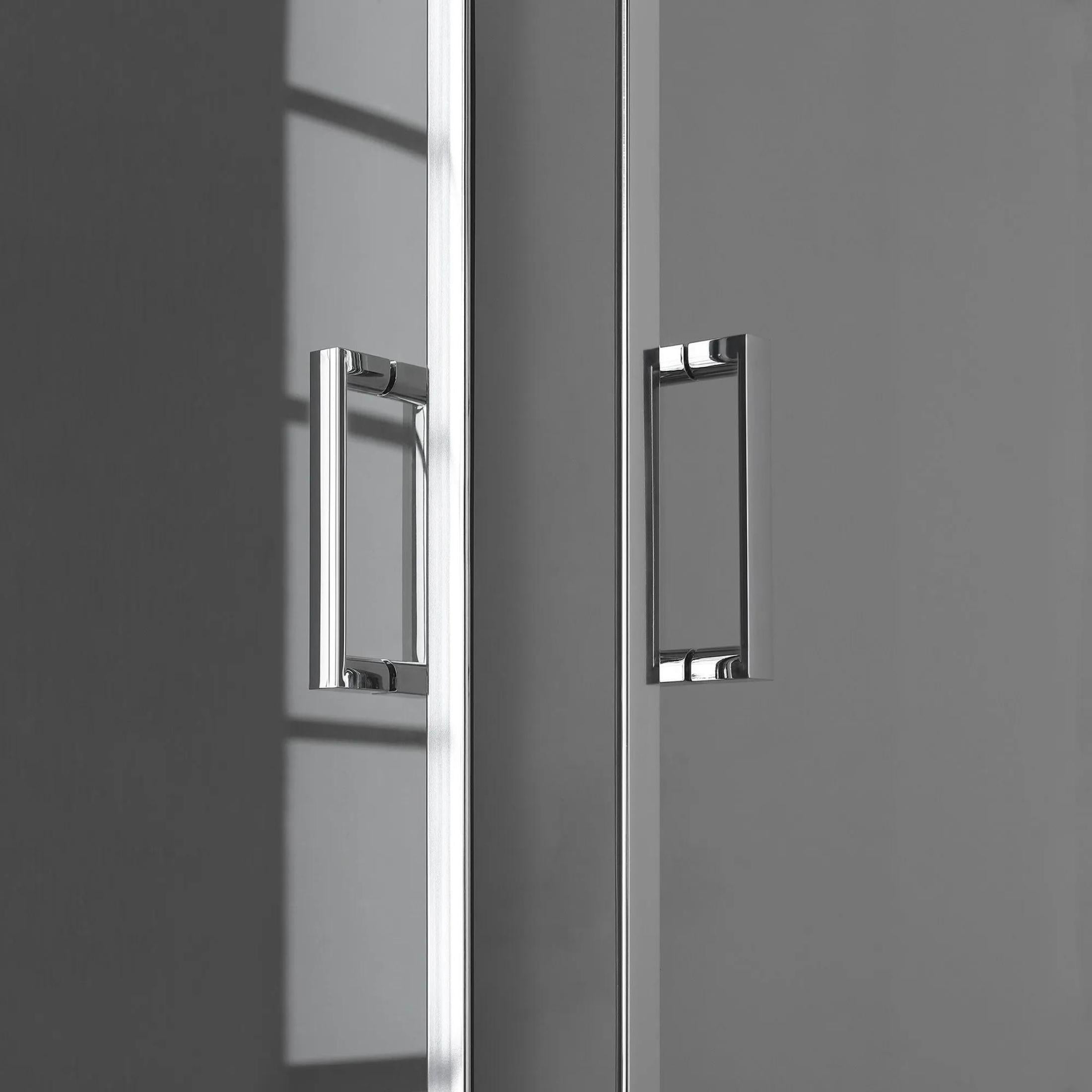 Modern shower enclosure with flat profile "Ferrara Two" in tempered glass and aluminum