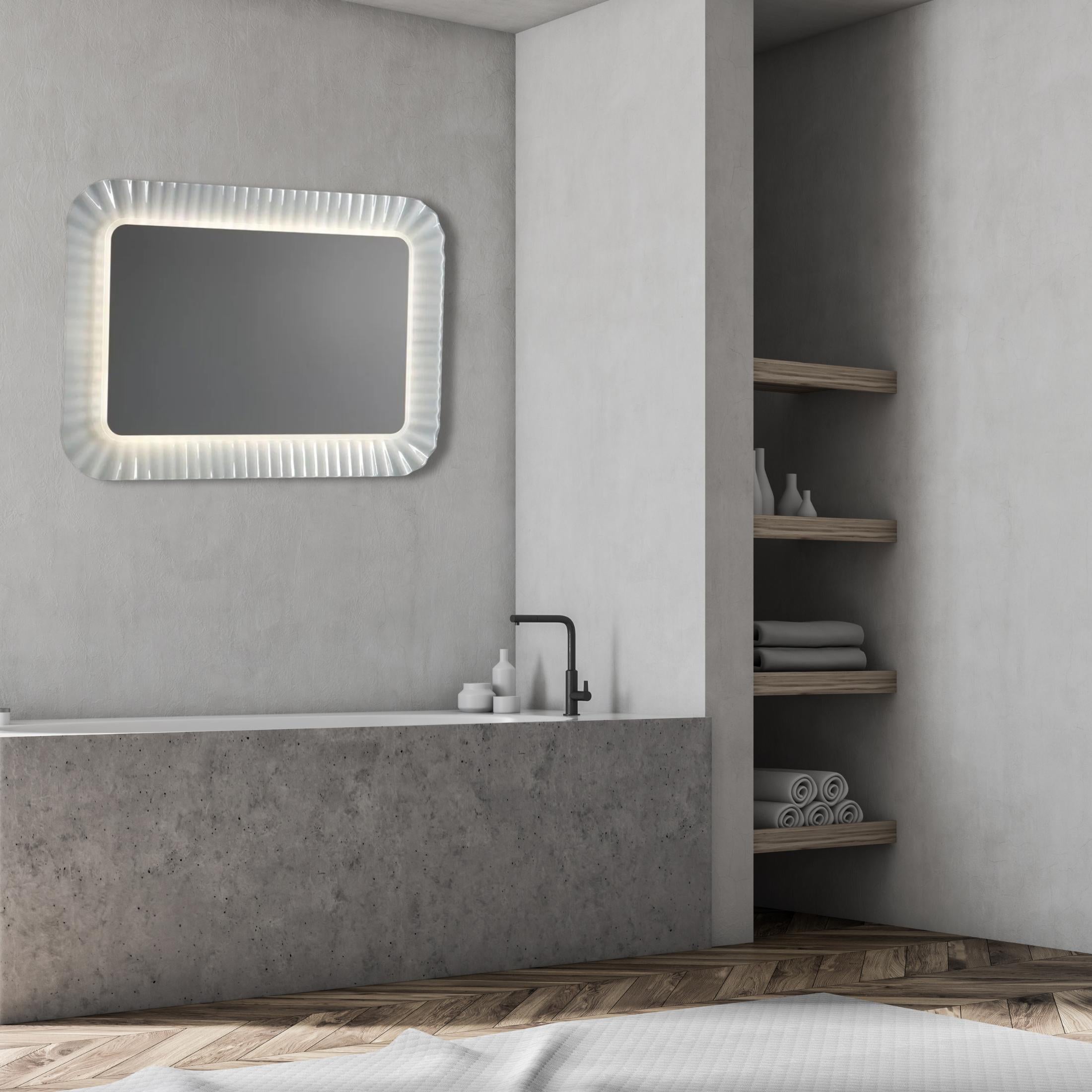 Rectangular LED mirror "Redding" with reversible fused glass frame 94x68 cm