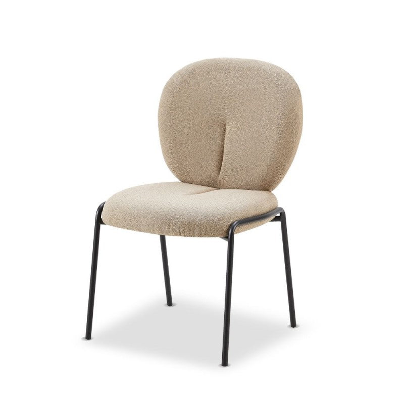 Set of "Sirio" dining chairs upholstered in Teddy fabric with black metal legs, 53x39 cm, 94h