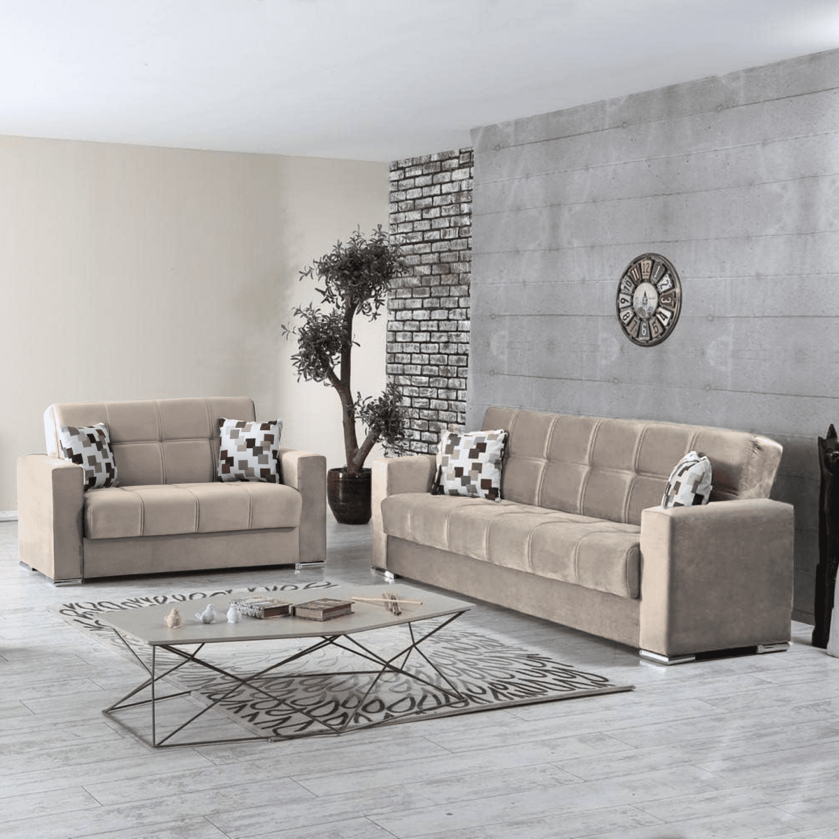 Divano 2 posti contenitore "Alba" in tessuto con piedi cromati cm 158x85 92h - MondoViro