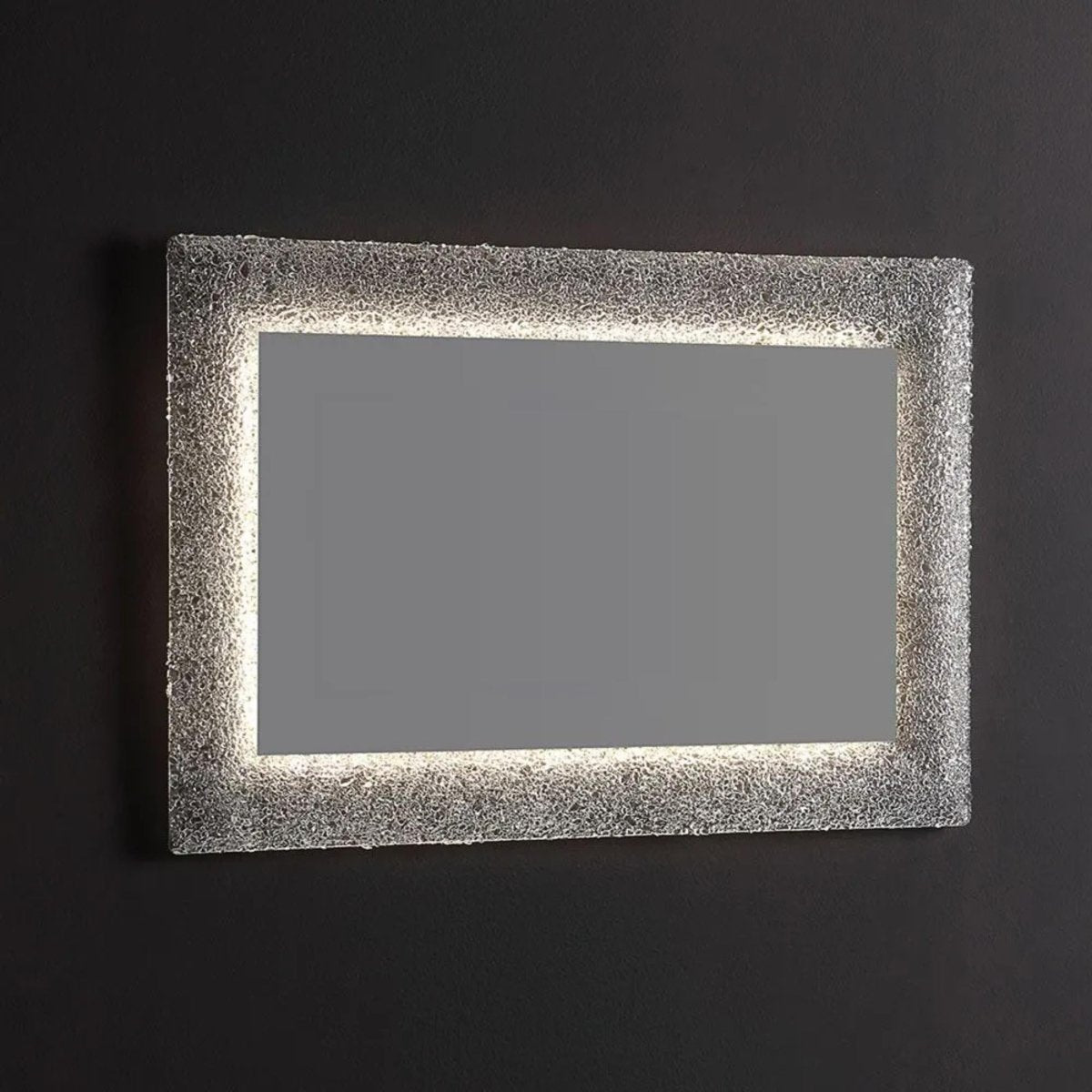 Specchio a led rettangolare "Serranova2" con cornice in graniglia di vetro cm 90x62 - MondoViro