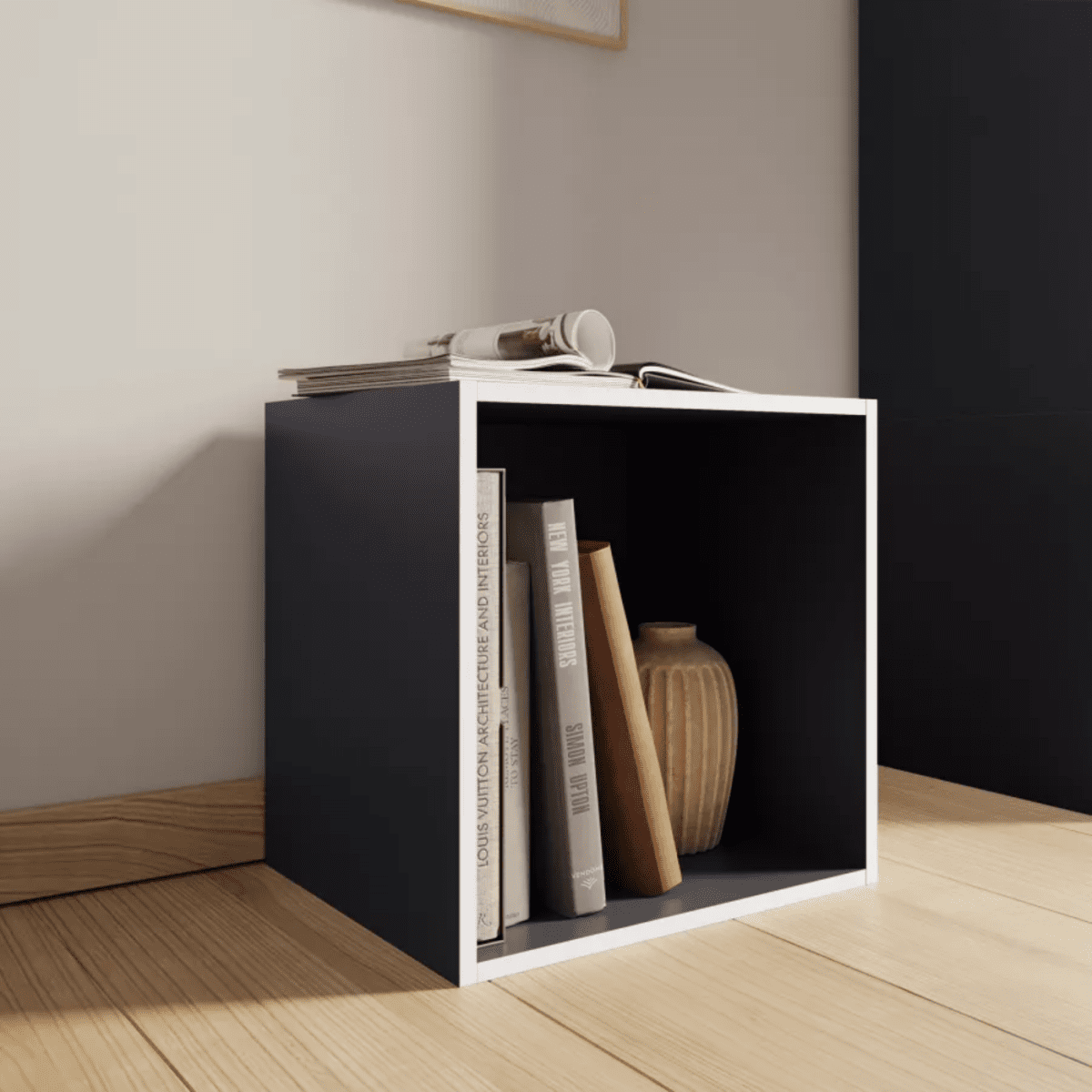 Mensola a giorno colorata "Cubo" in legno cm 35x35 29h - MondoViro