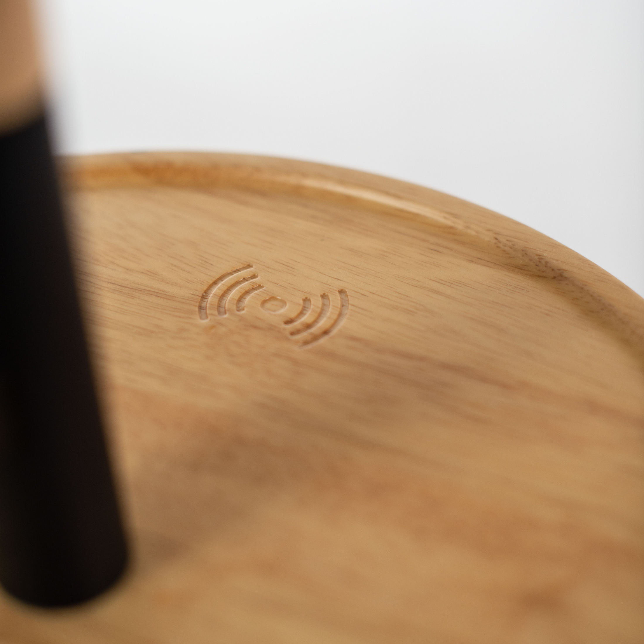 "Vega" wooden floor lamp with black fabric shade, 40x40 cm, 135 cm high