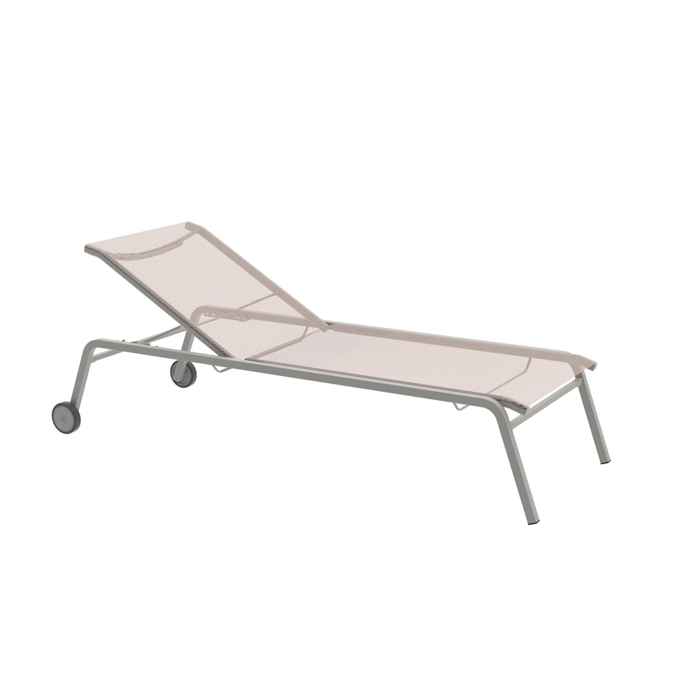 Stackable "Alice4" garden sun lounger in fabric and aluminium, 198x80 cm, 97 cm high