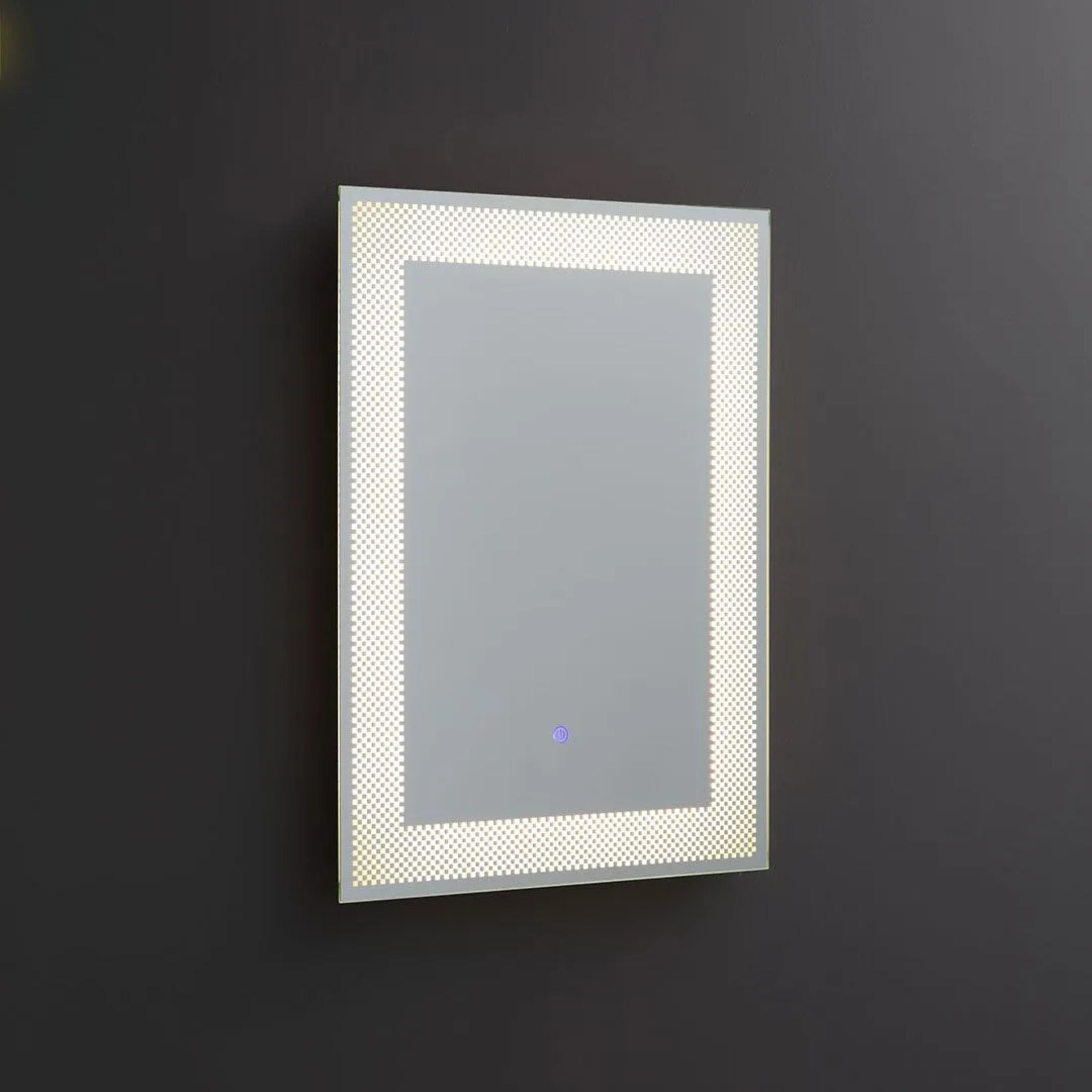 Rectangular LED mirror "Fresno" with illuminated decorated frame, 50x70 cm