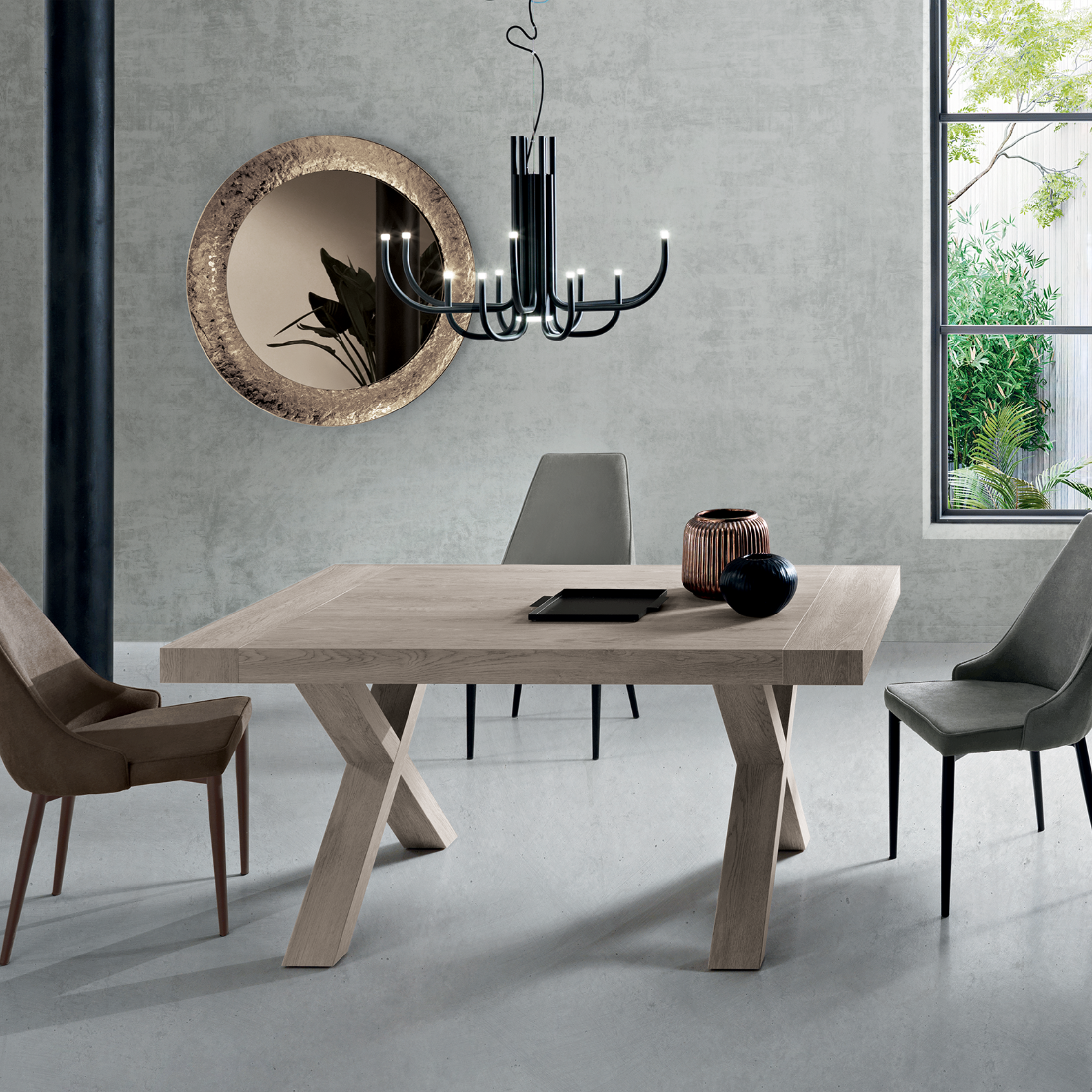 "Barton" extendable dining table with wood-effect laminate extensions, 160/260x90 cm, 76h