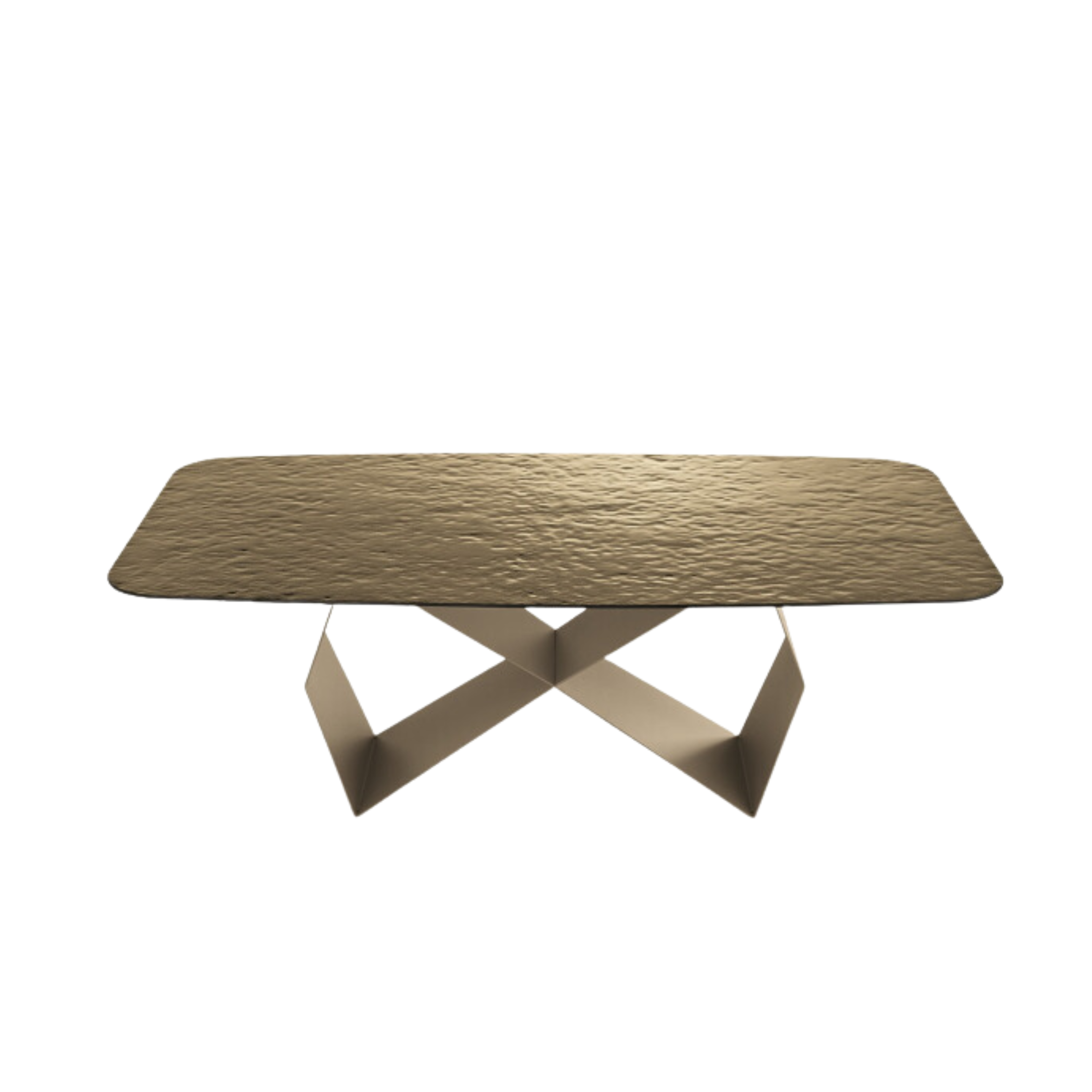 "Karlito" modern fixed table with painted metal base, 210x110 cm, 75 cm high.