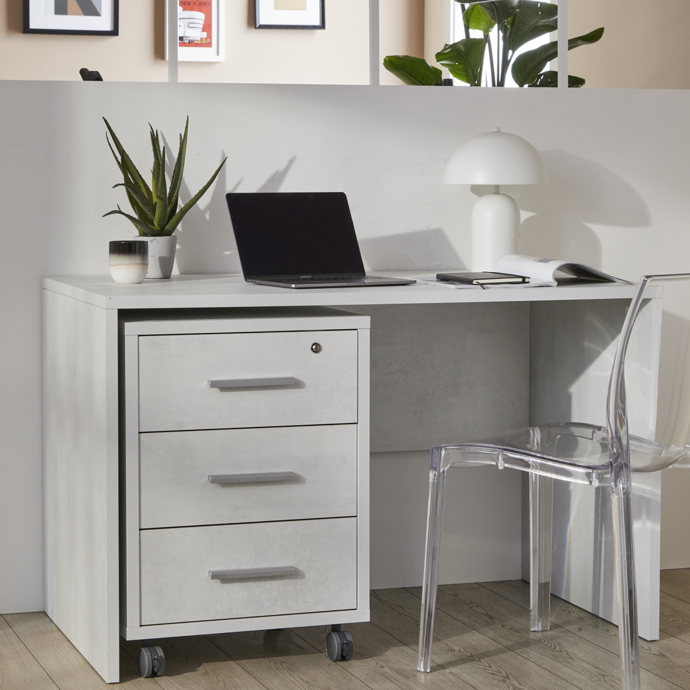 Versatile "Double" 3-drawer wooden cabinet with wheels, 51x41 cm, 71h