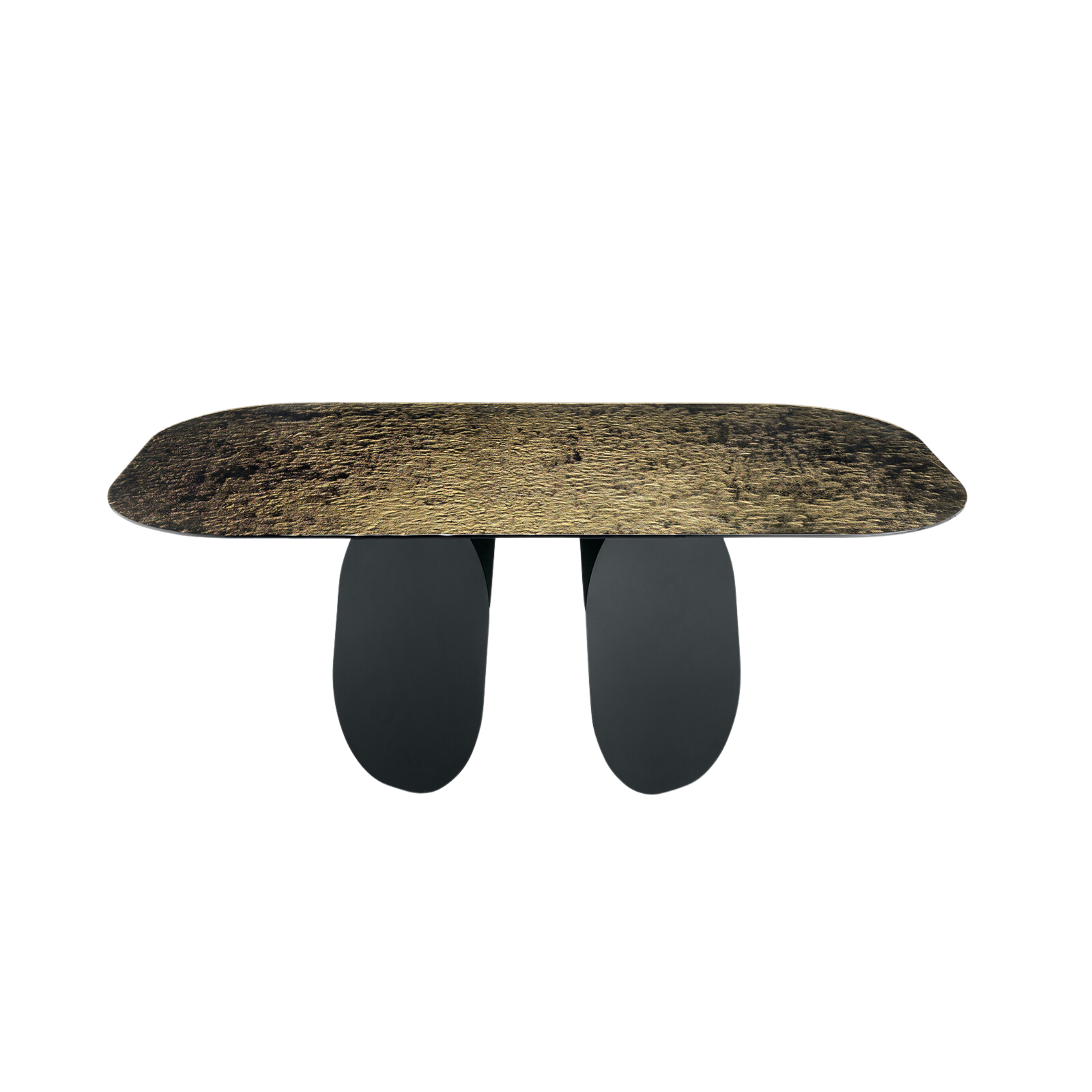 "Monroe" modern fixed dining table with hammered glass top