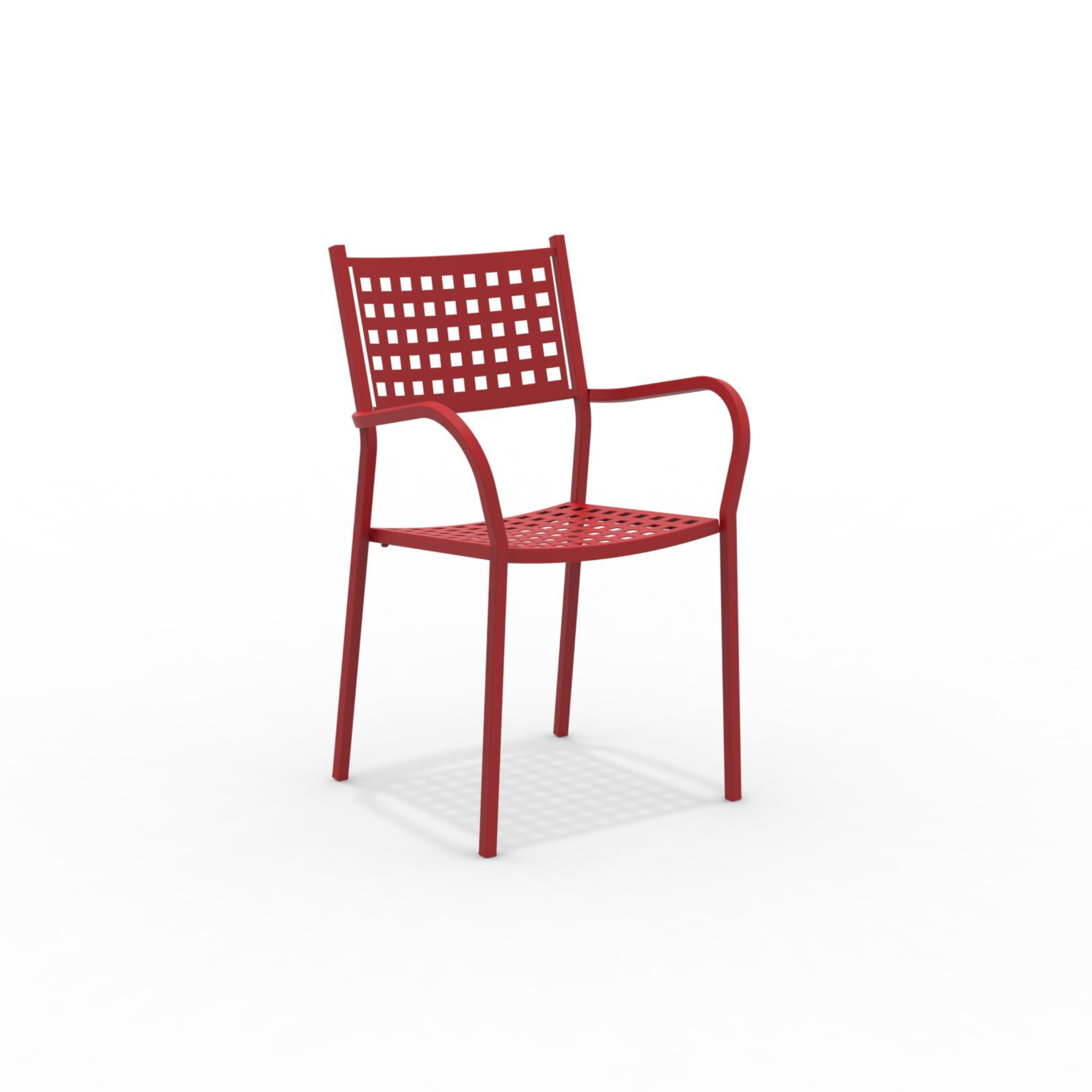 Set of "Alice" metal garden chairs with armrests, stackable, 53x53 cm, 85 cm high.