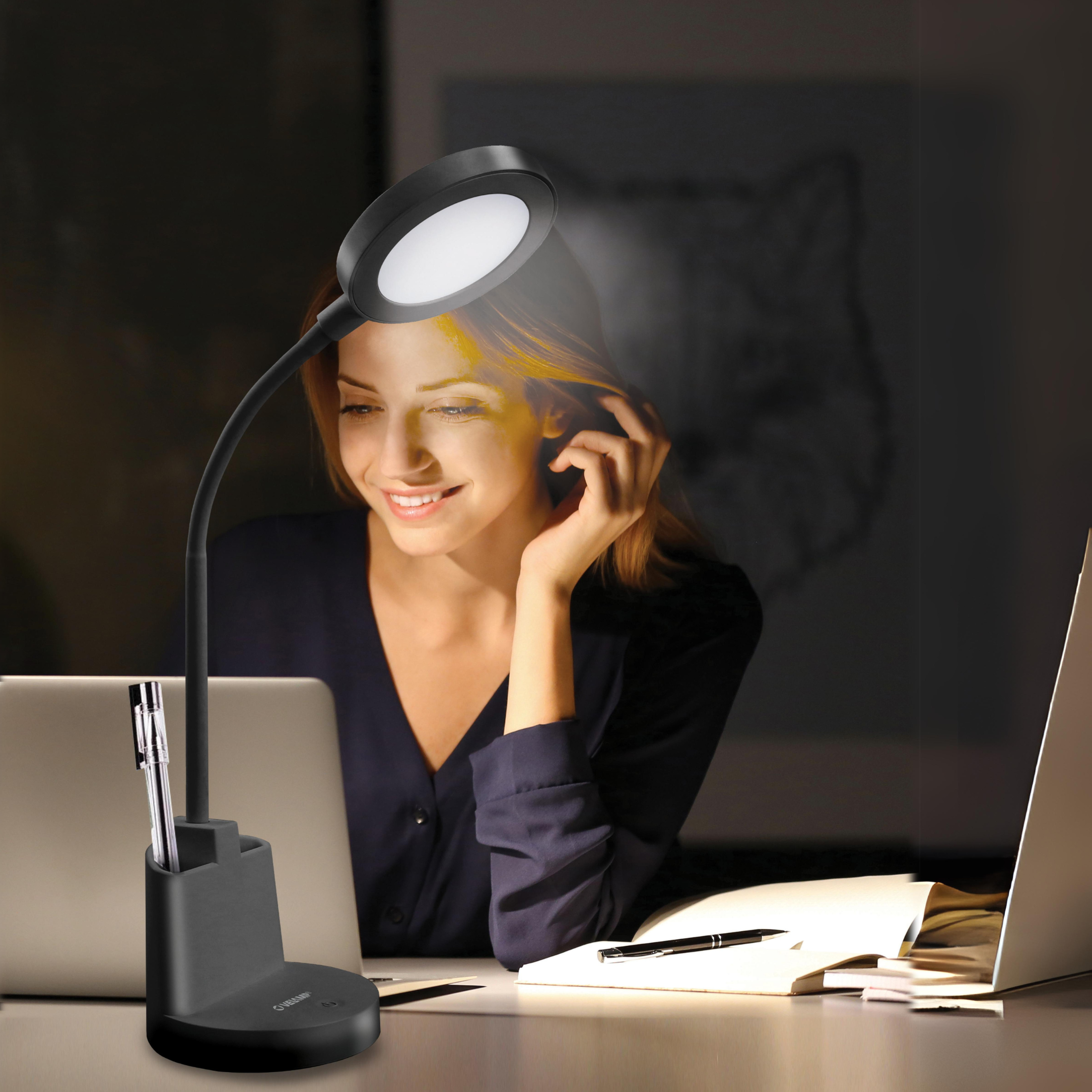 Swan LED desk lamp with touch switch and pen holder, 14x14 cm, 29.5 h