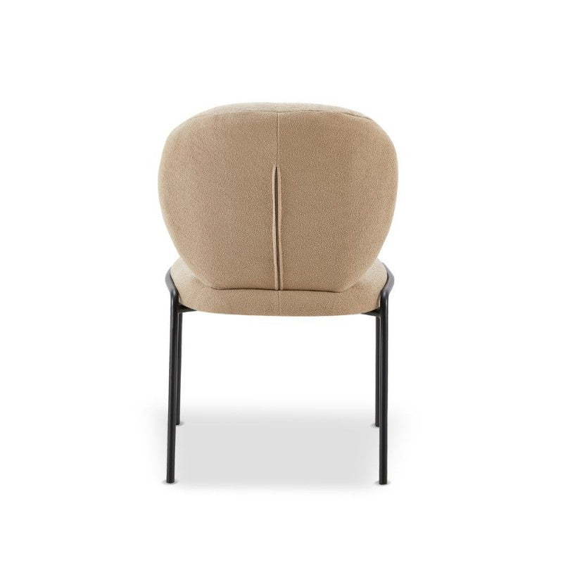 Set of "Sirio" dining chairs upholstered in Teddy fabric with black metal legs, 53x39 cm, 94h