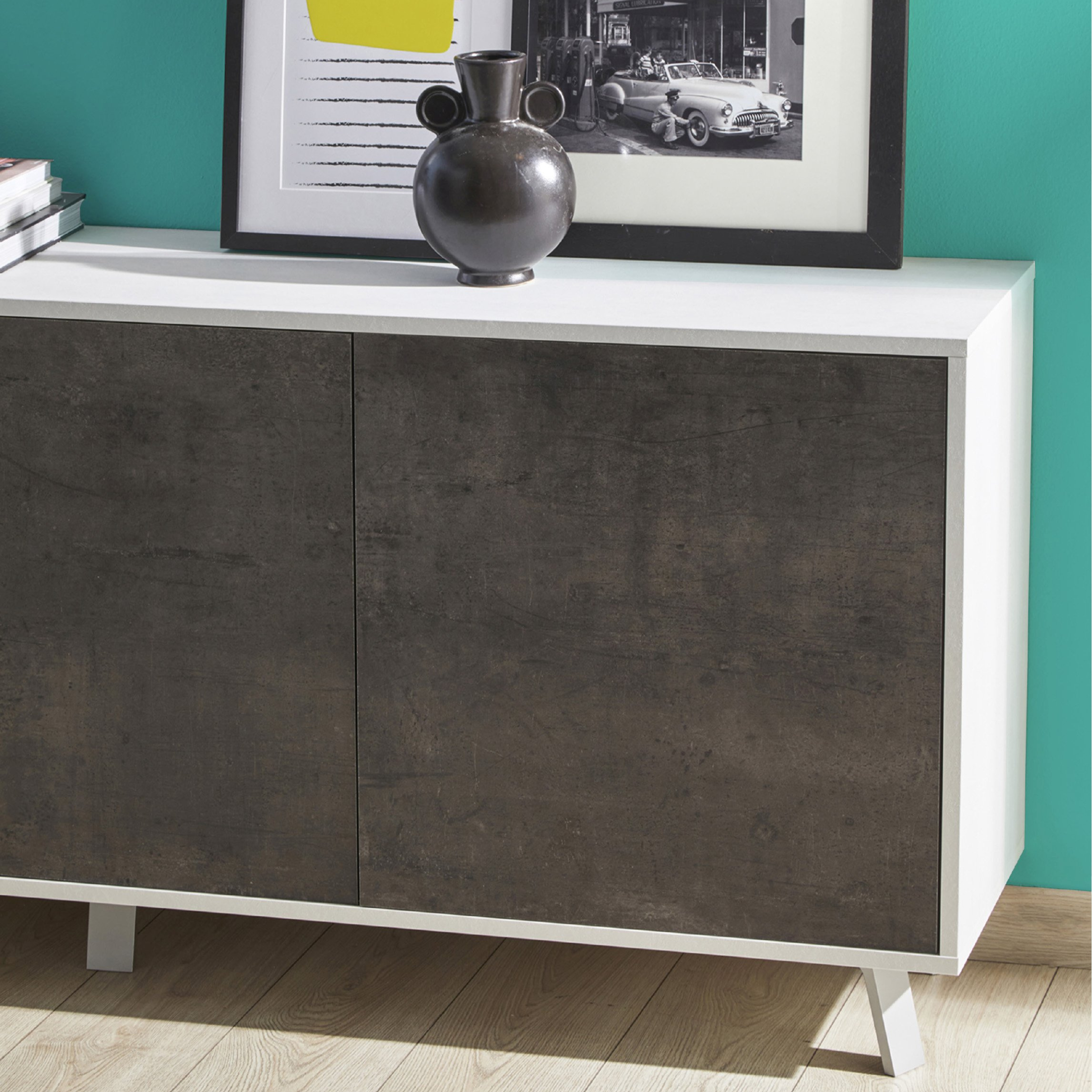 "Alex" 3-door wooden cabinet, push-pull sideboard, 177x41 cm, 74h