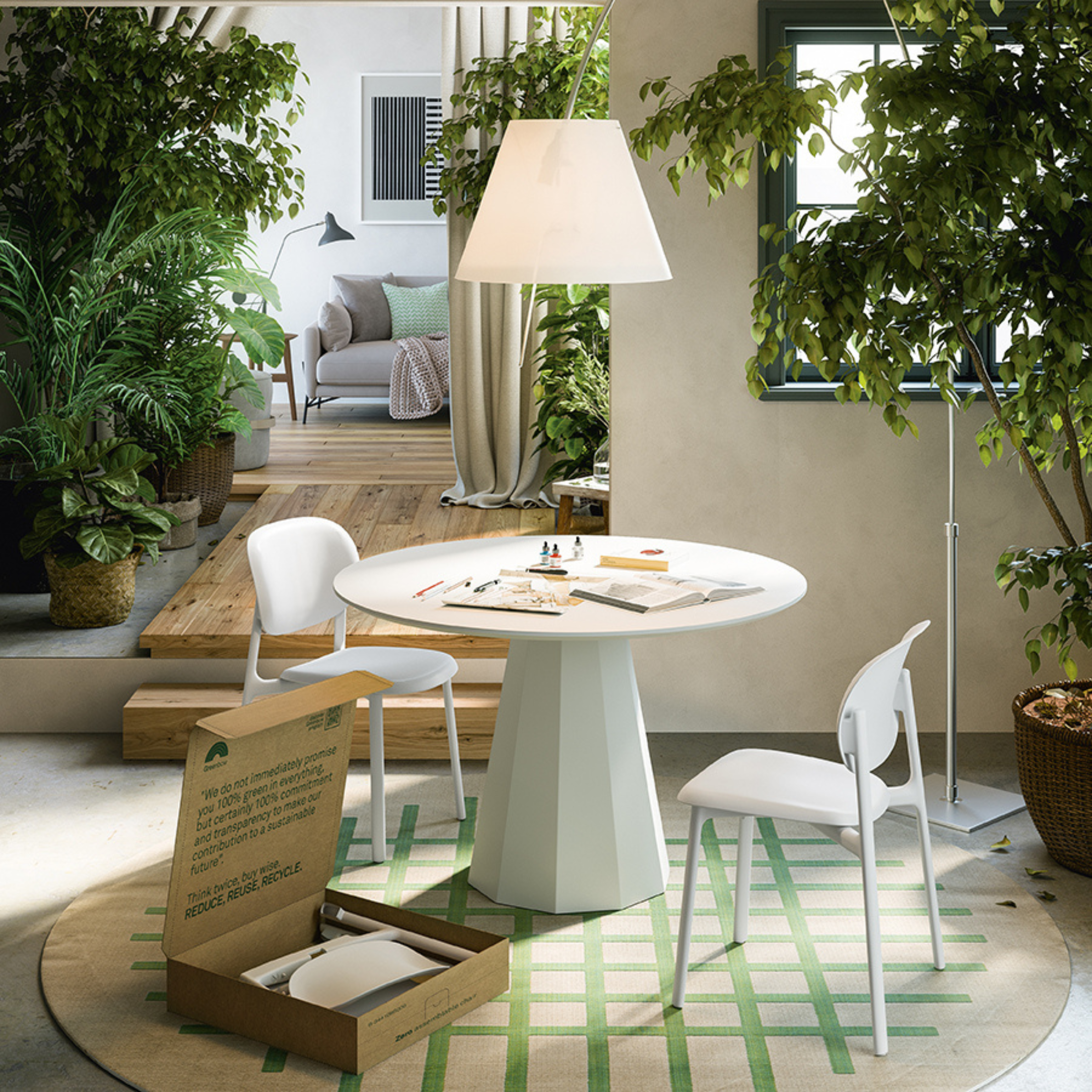 "Zero" modern living room chair in recycled polypropylene 53x53 cm 82h